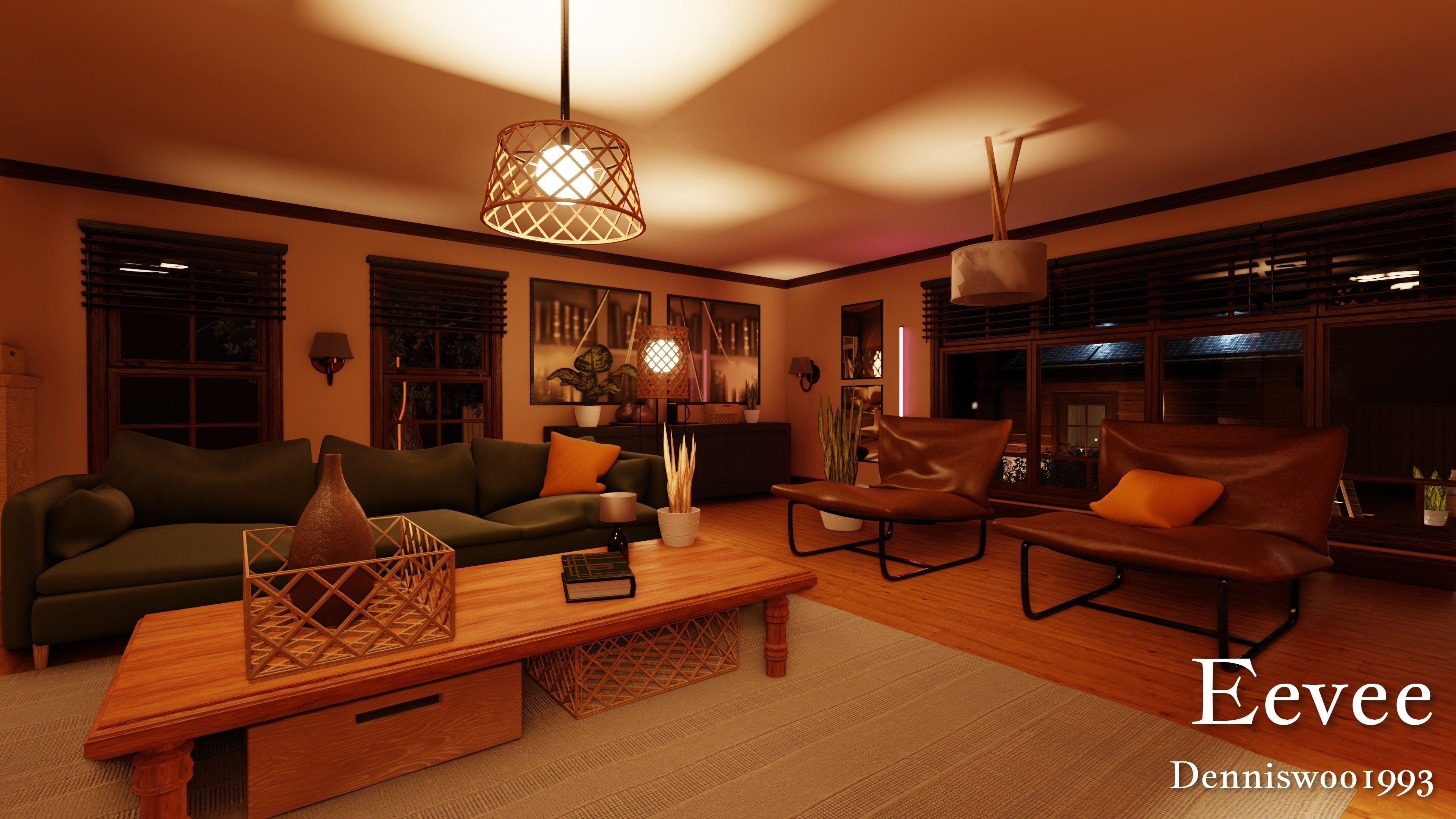 Modular Classic Style American House 8 Low-poly 3D model_40