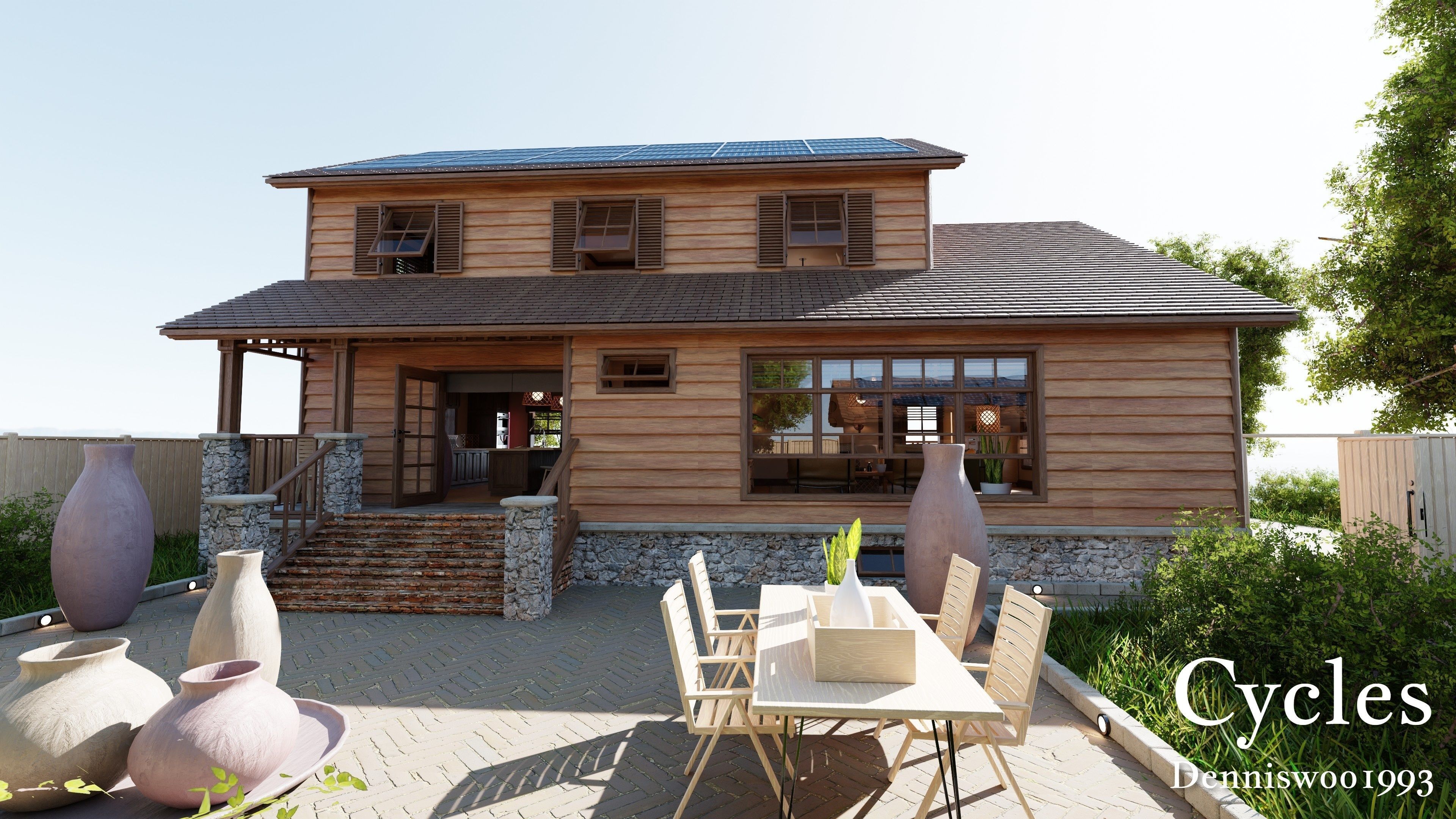 Modular Classic Style American House 8 Low-poly 3D model_20