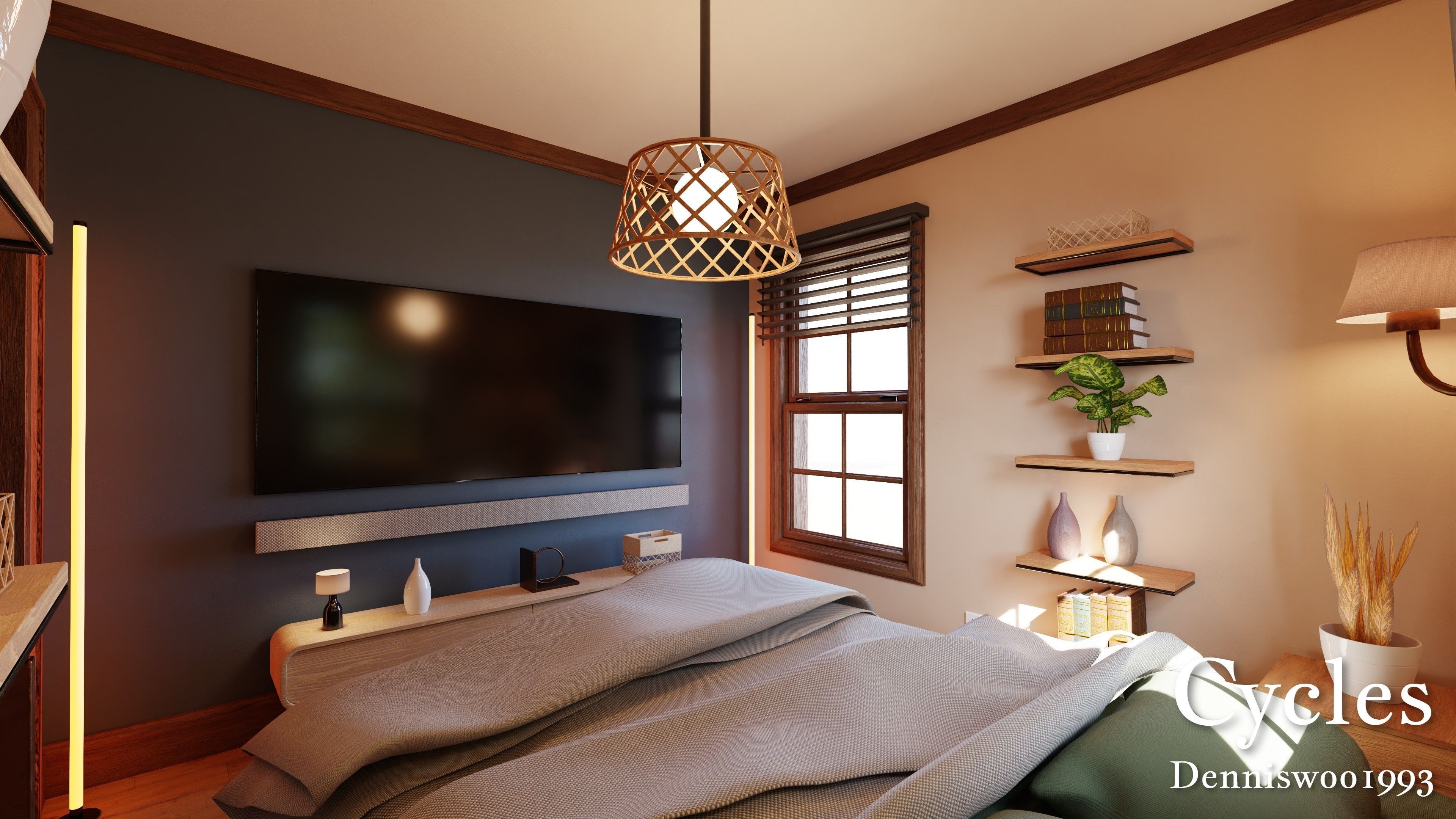 Modular Classic Style American House 8 Low-poly 3D model_14