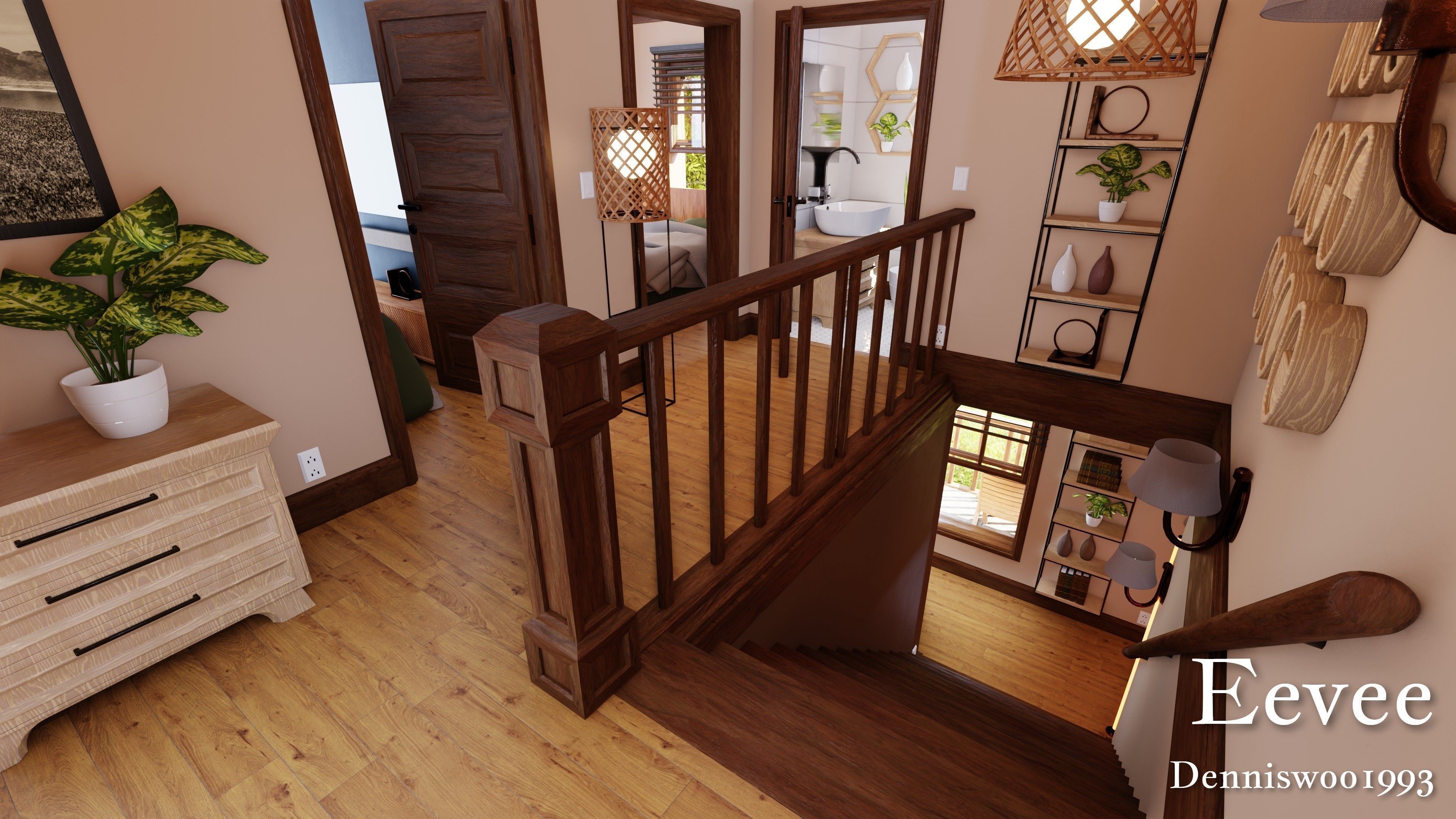 Modular Classic Style American House 8 Low-poly 3D model_38