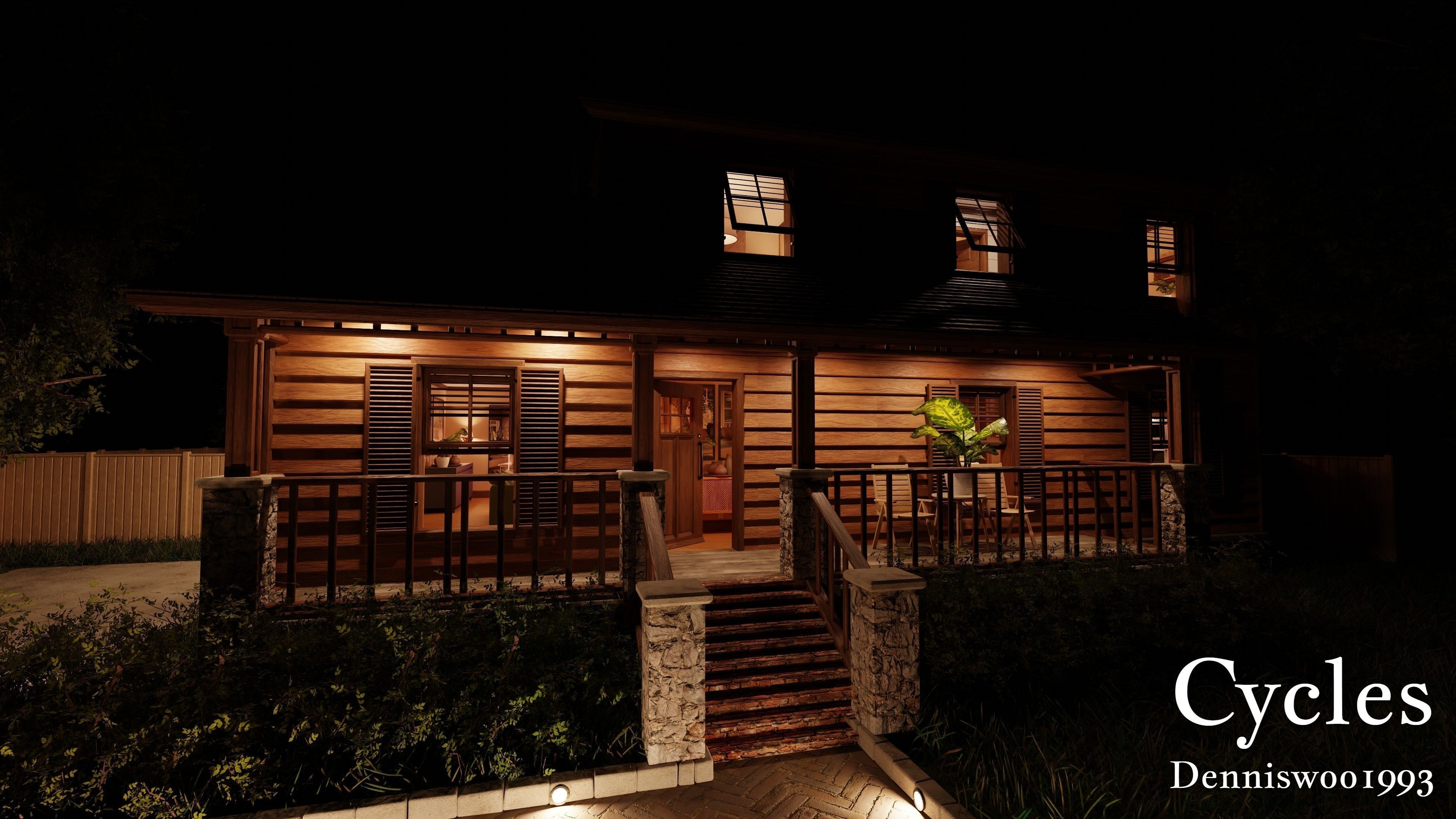 Modular Classic Style American House 8 Low-poly 3D model_19