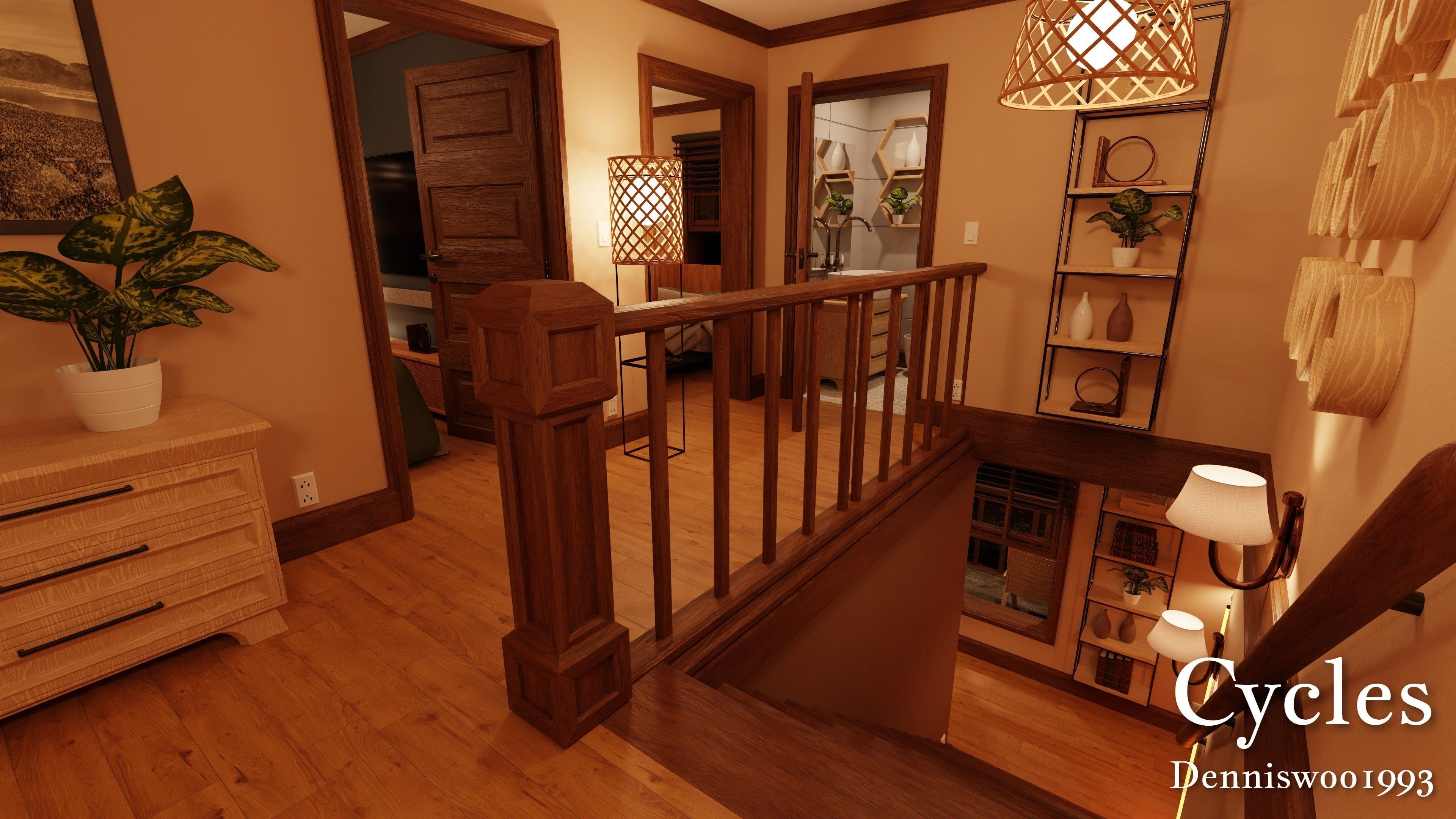 Modular Classic Style American House 8 Low-poly 3D model_26