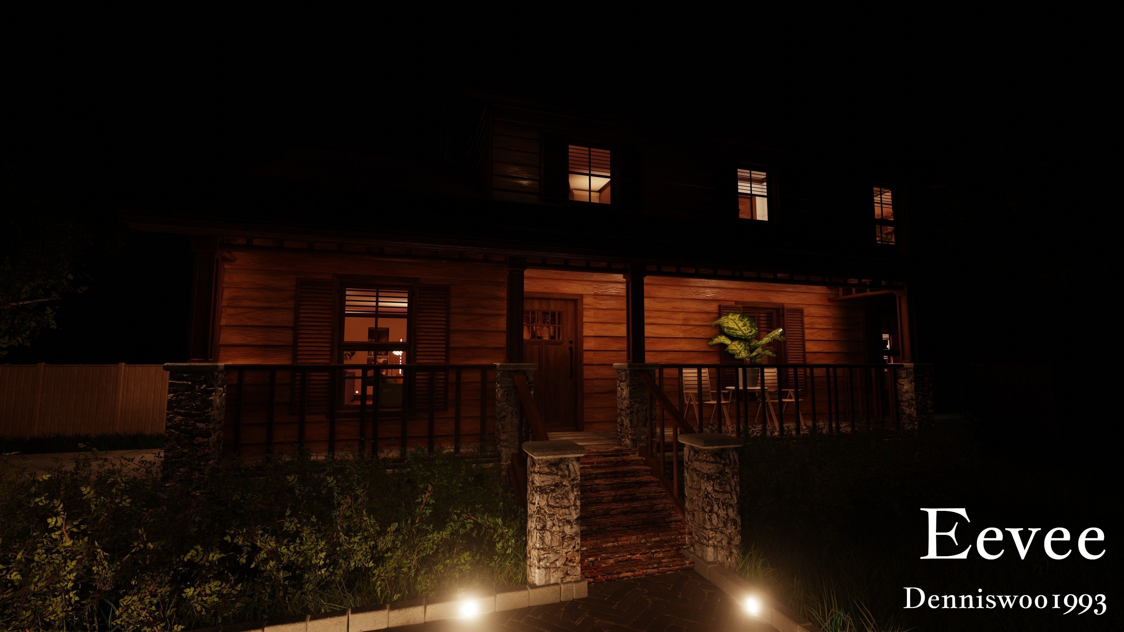 Modular Classic Style American House 8 Low-poly 3D model_39