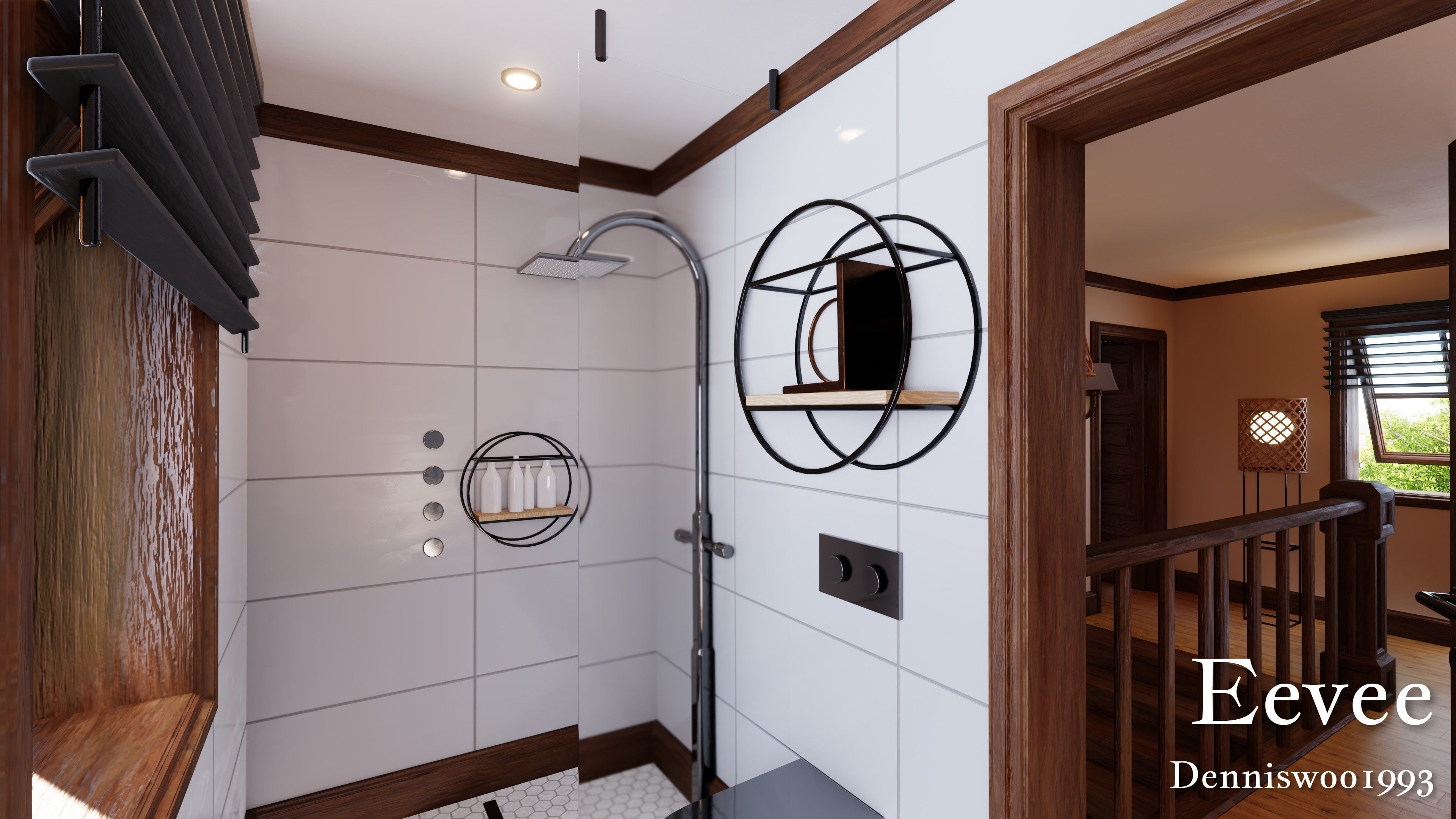 Modular Classic Style American House 8 Low-poly 3D model_35