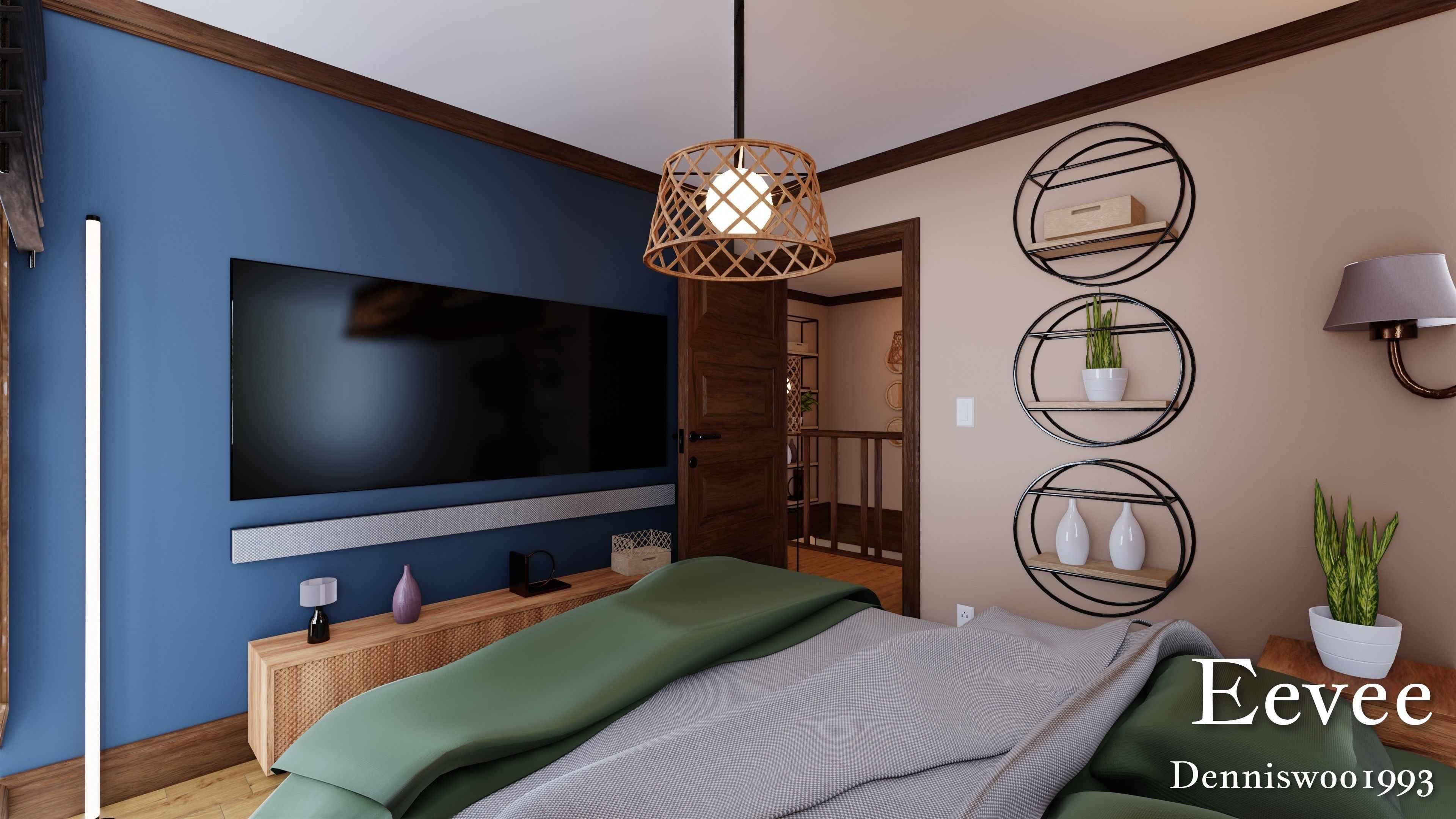 Modular Classic Style American House 8 Low-poly 3D model_37