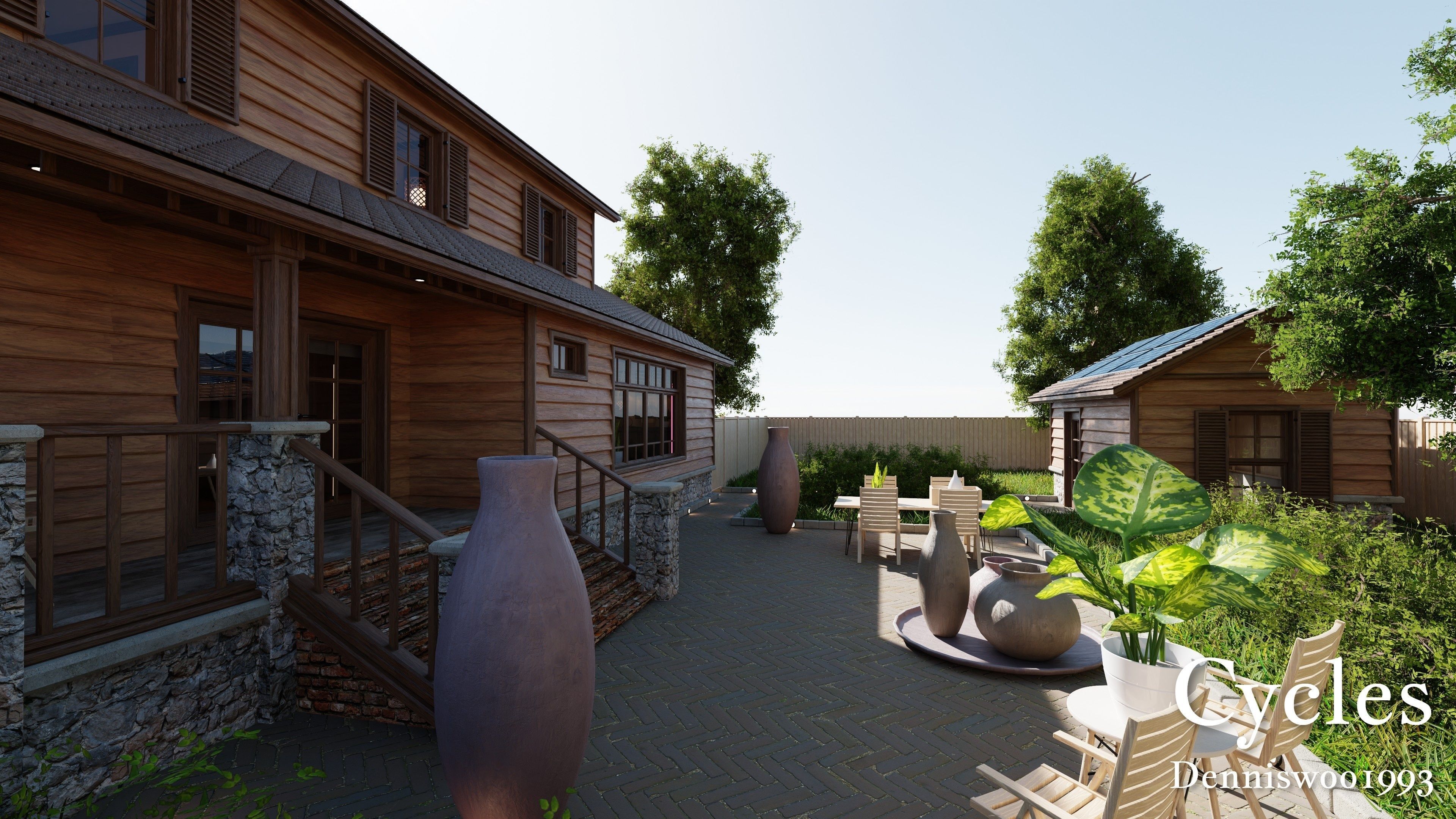 Modular Classic Style American House 8 Low-poly 3D model_9