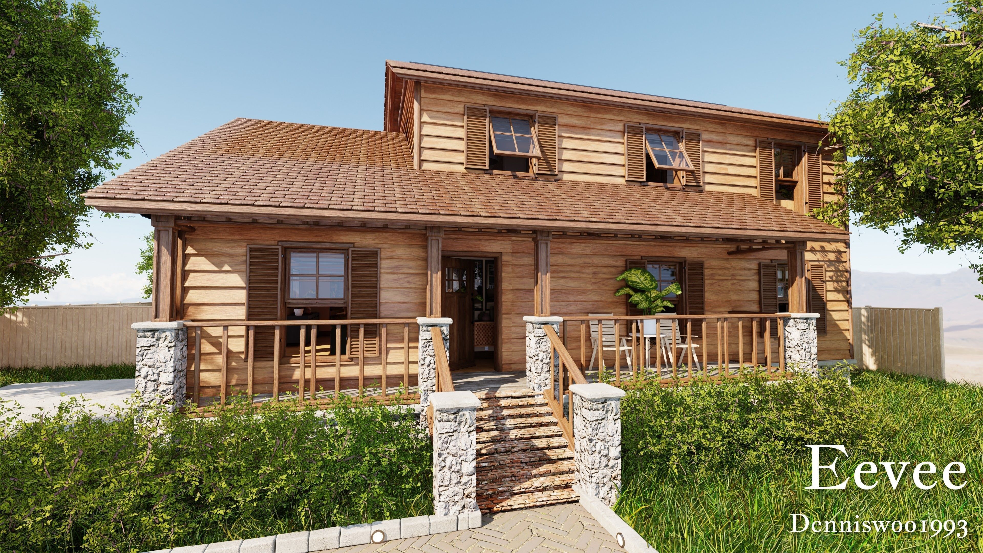 Modular Classic Style American House 8 Low-poly 3D model_30