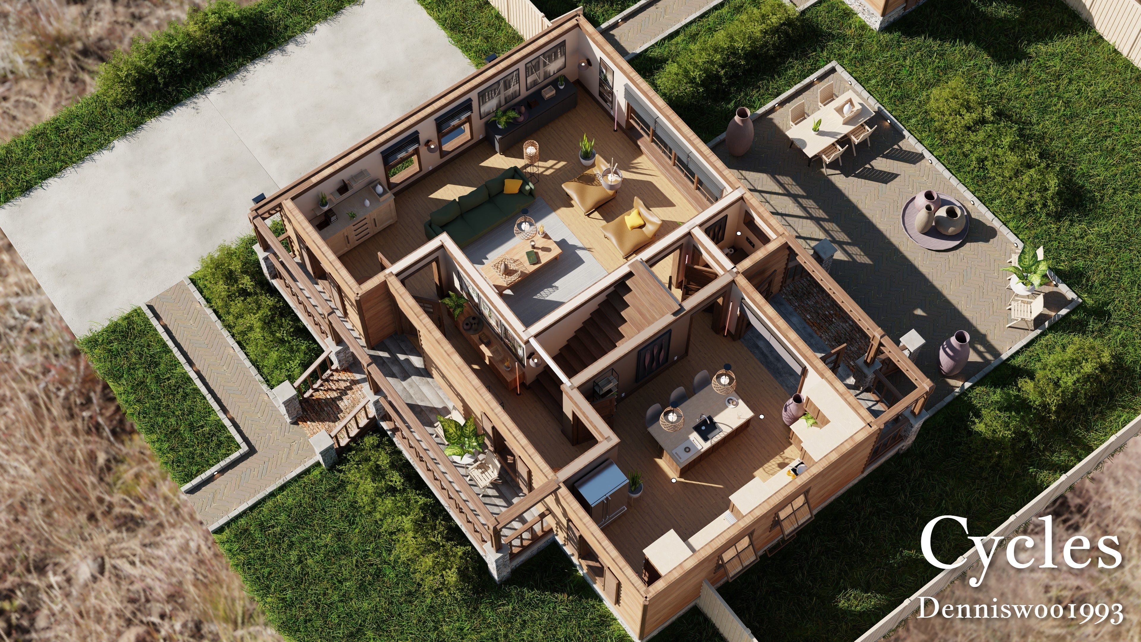 Modular Classic Style American House 8 Low-poly 3D model_5