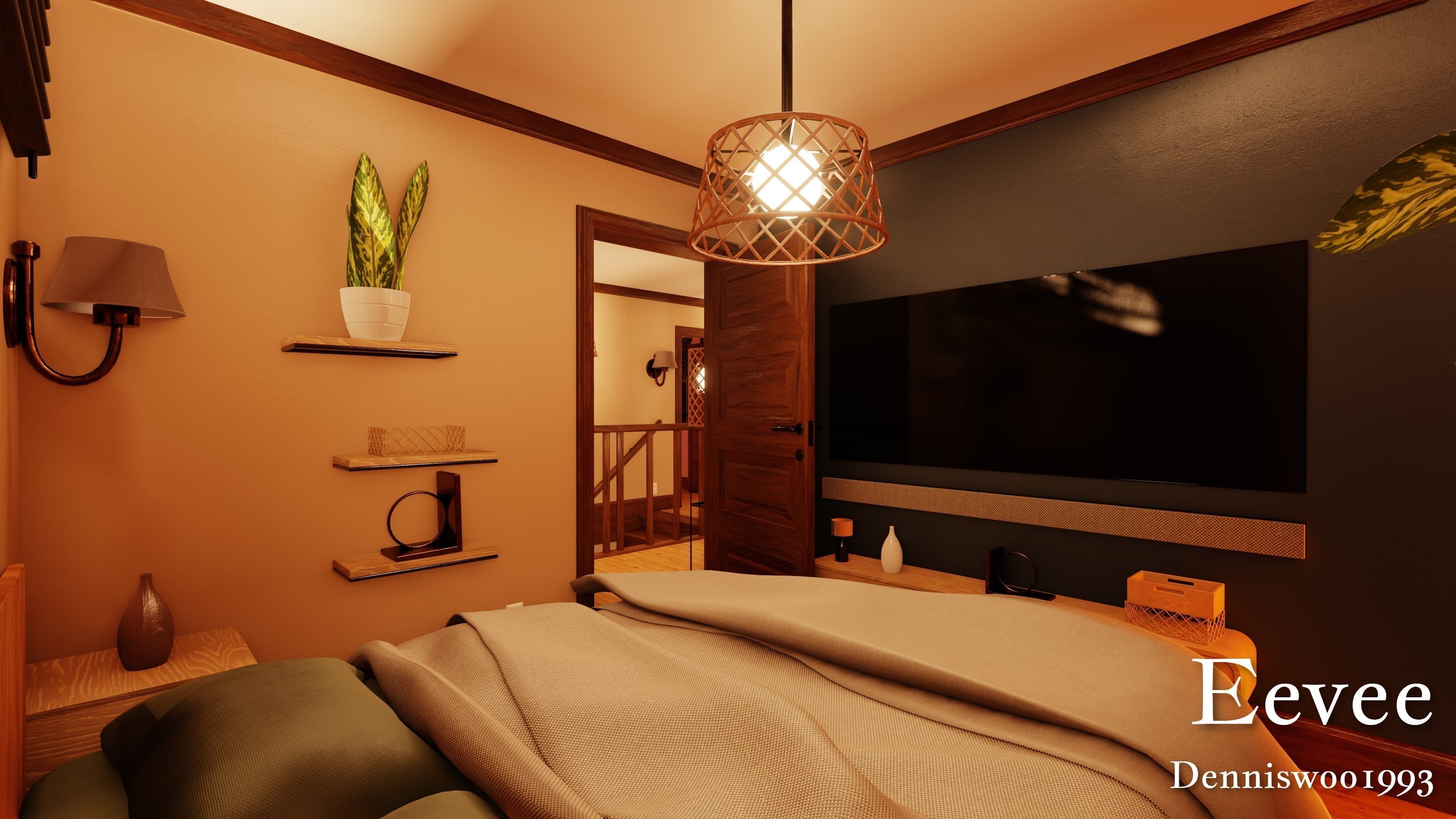 Modular Classic Style American House 8 Low-poly 3D model_45