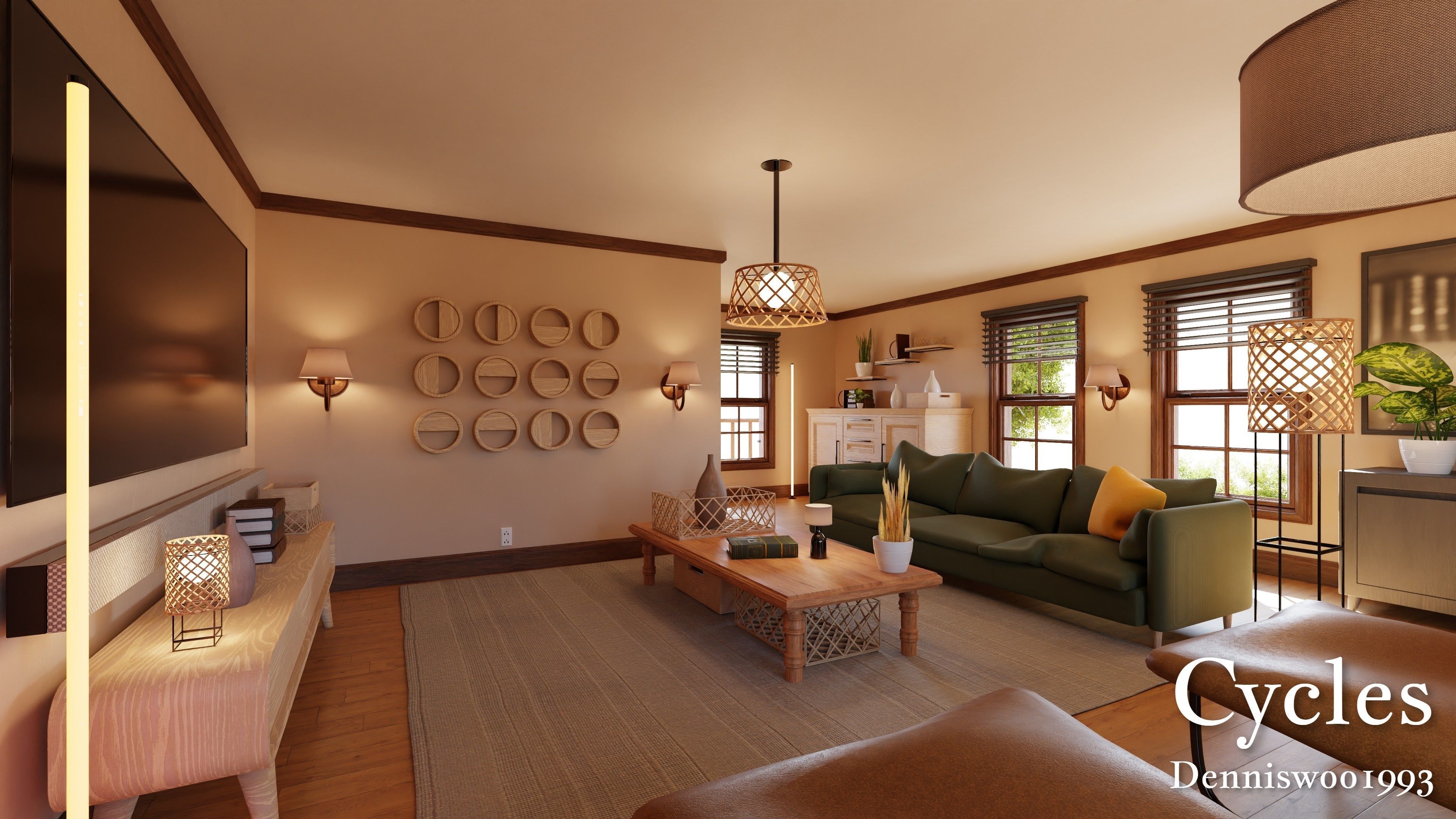 Modular Classic Style American House 8 Low-poly 3D model_2