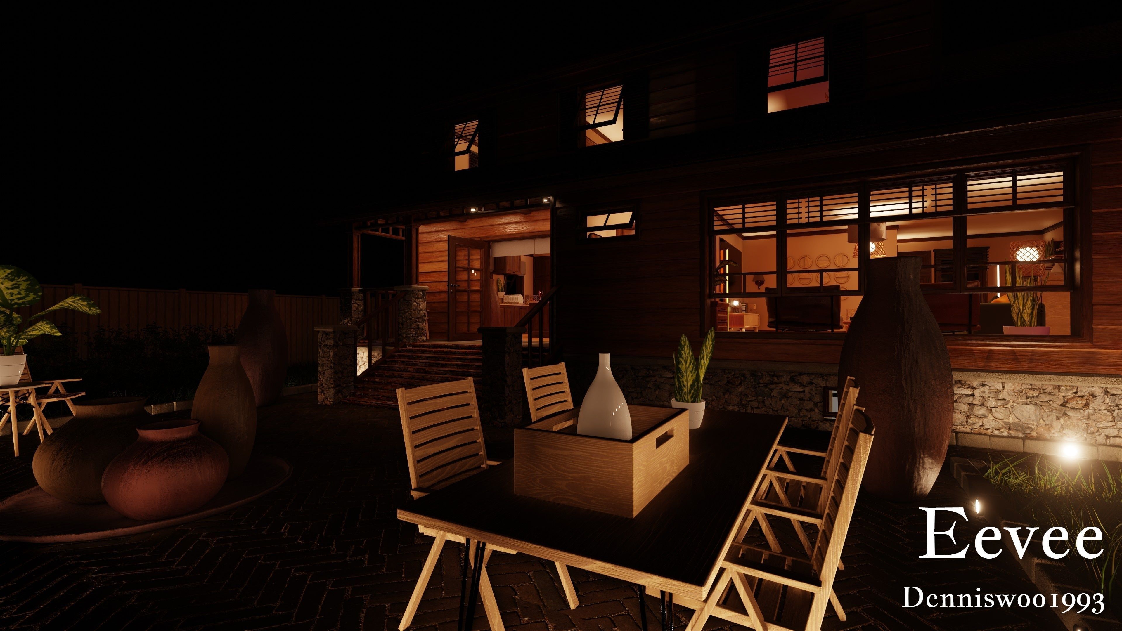 Modular Classic Style American House 8 Low-poly 3D model_42