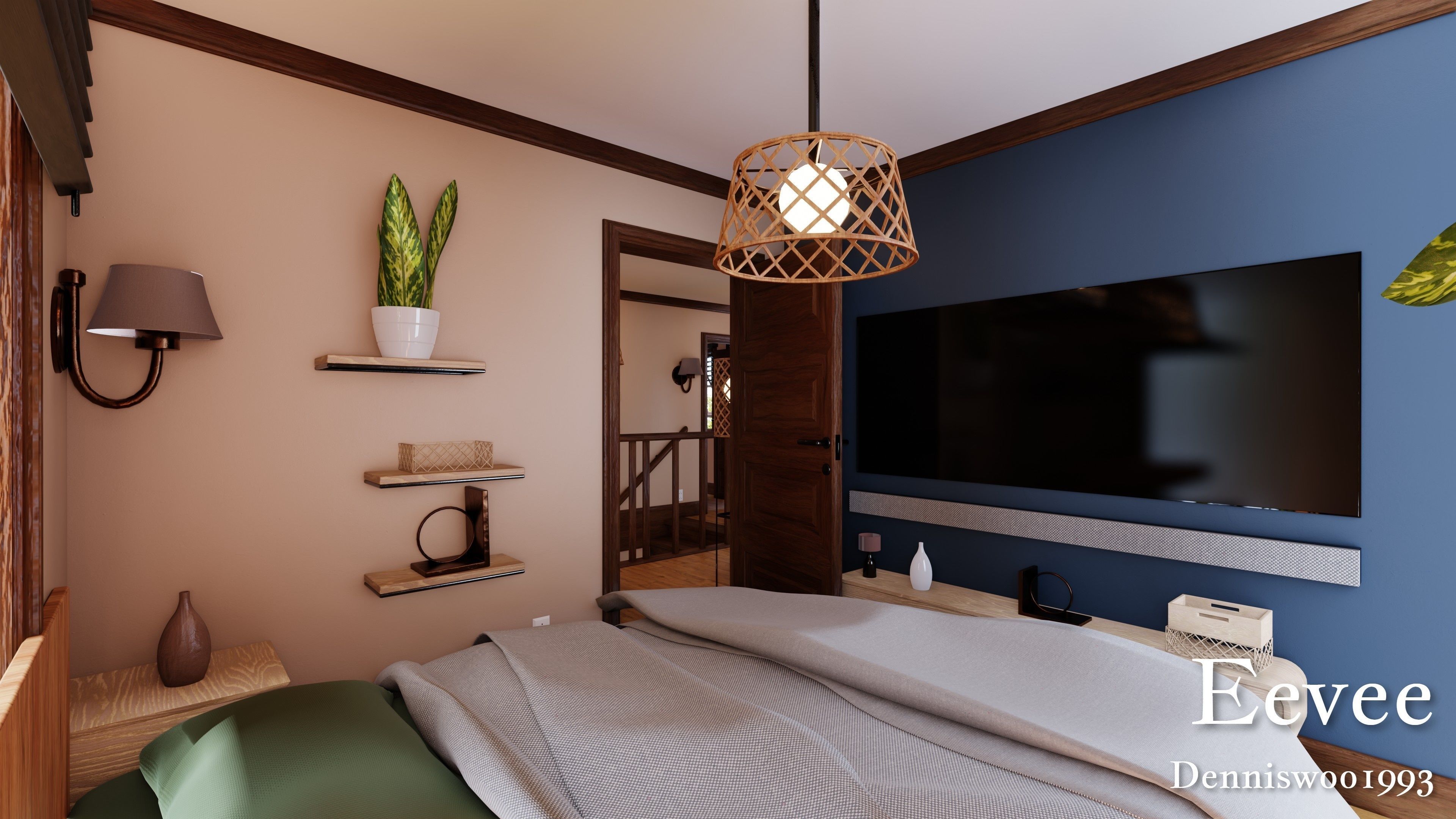 Modular Classic Style American House 8 Low-poly 3D model_36