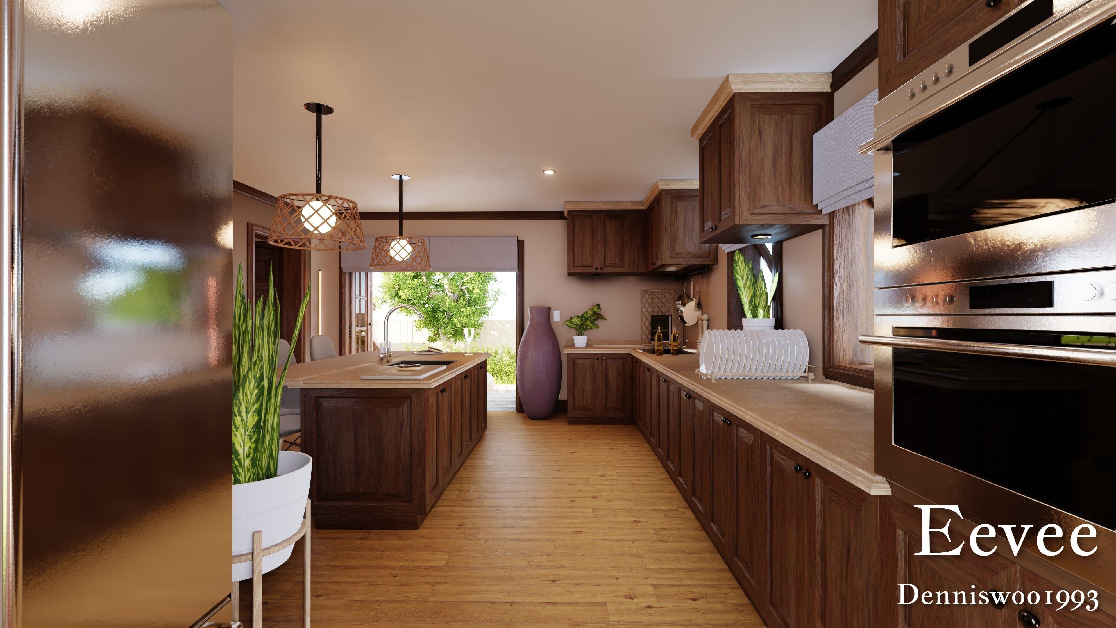 Modular Classic Style American House 8 Low-poly 3D model_29