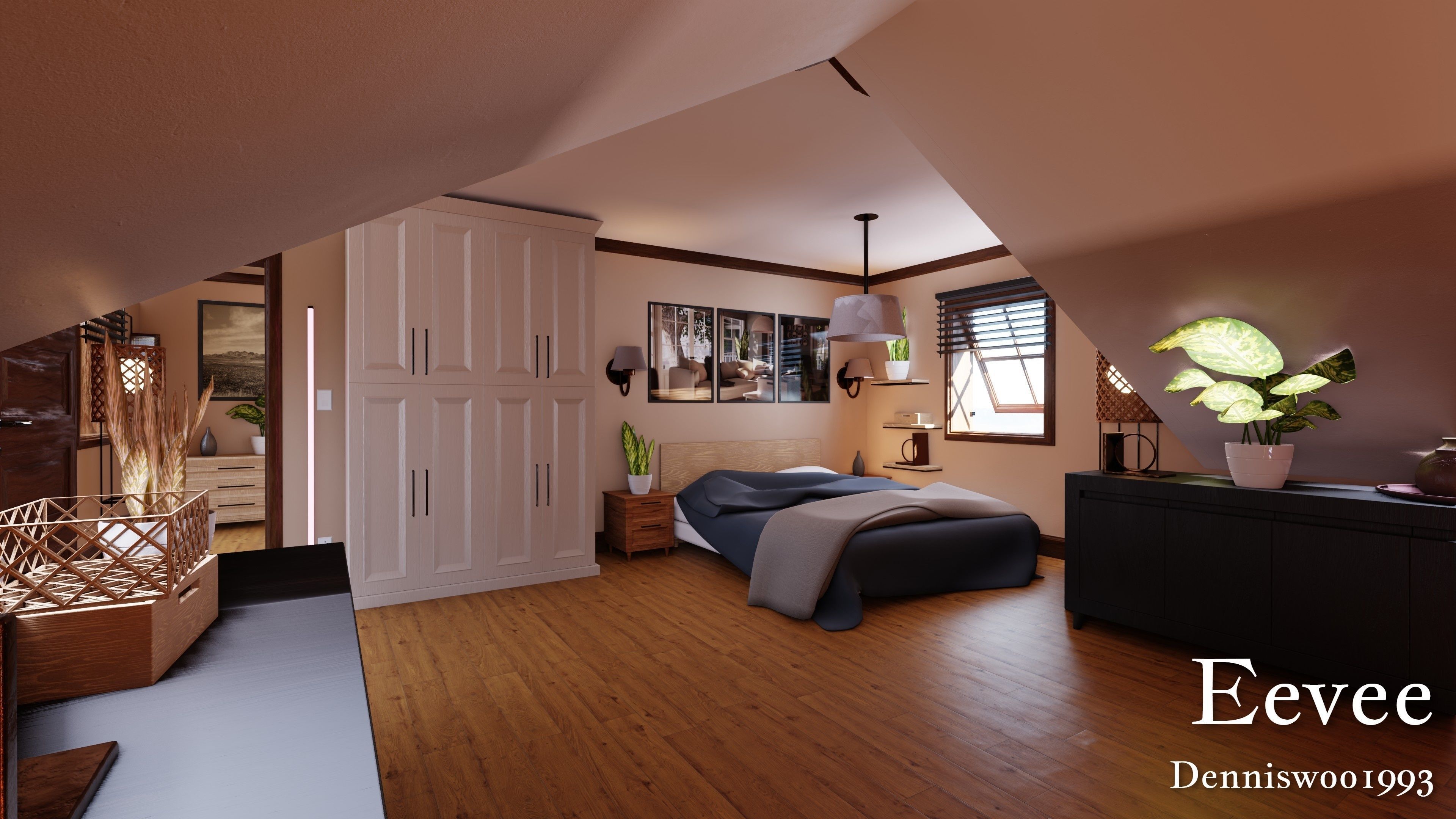 Modular Classic Style American House 8 Low-poly 3D model_34