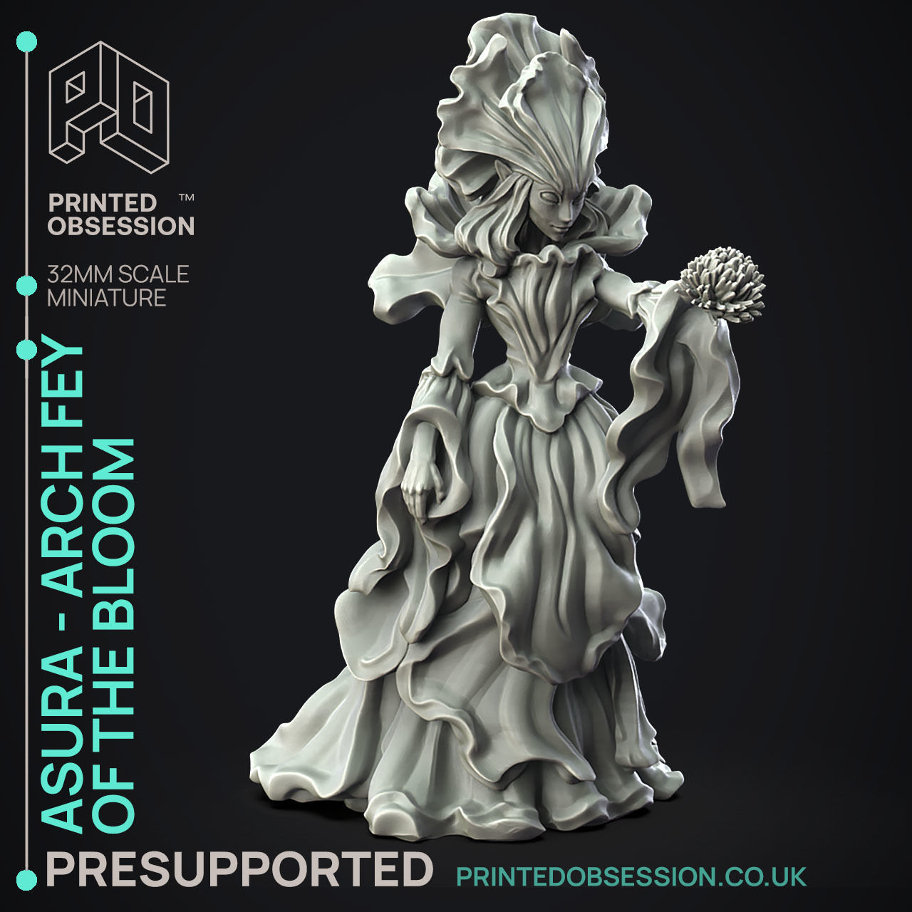 Arch Fey of Blossom -3D Printable TTRPG - PRESUPPORTED - 32mm 3D print model_3