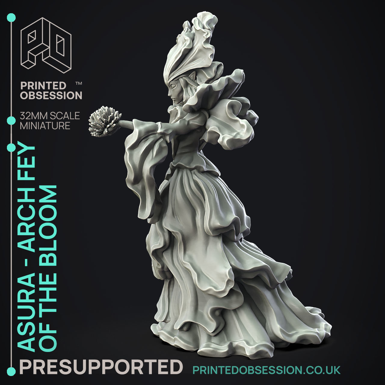 Arch Fey of Blossom -3D Printable TTRPG - PRESUPPORTED - 32mm 3D print model_6