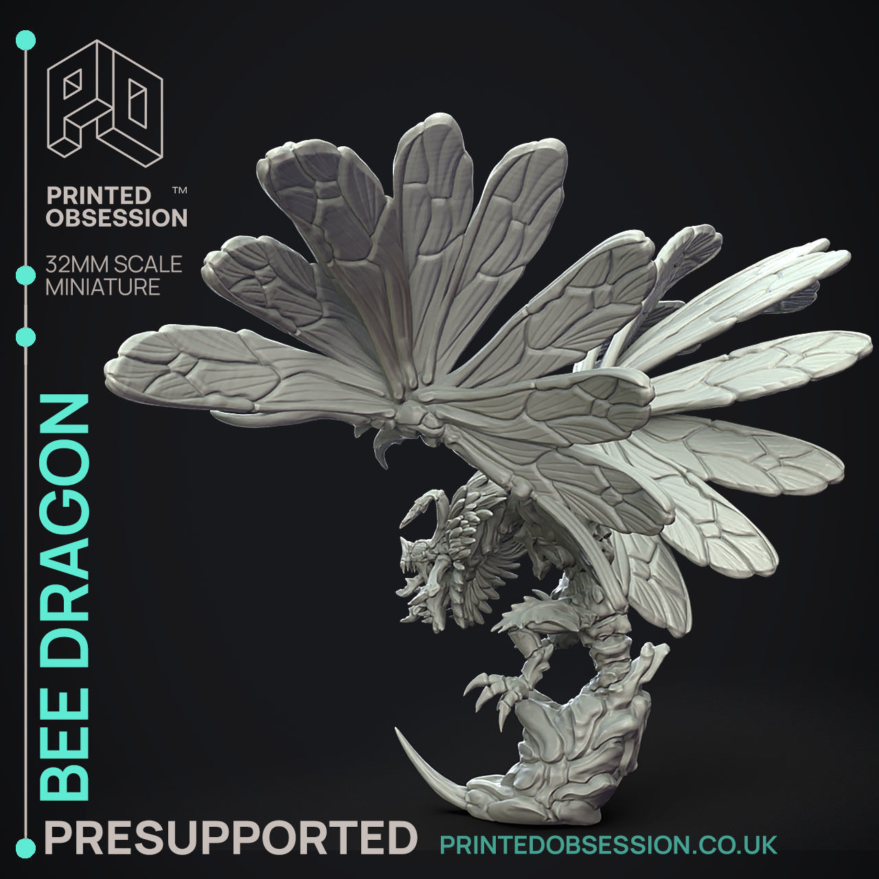 Bee Dragon - 3D Printable TTRPG - PRESUPPORTED - 32mm Scale 3D print model_5