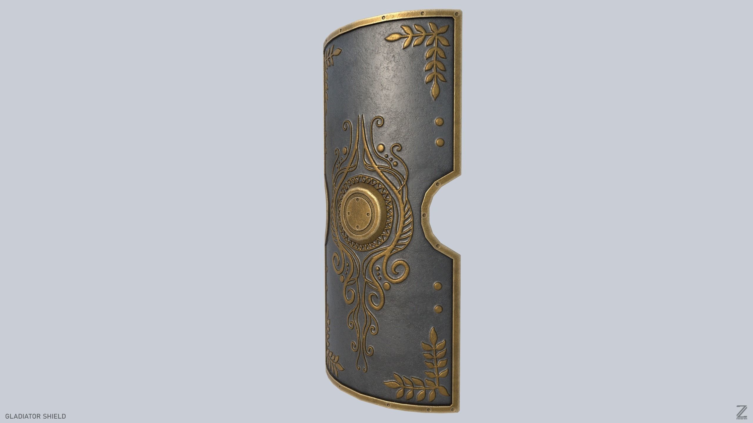 Gladiator shield Low-poly 3D model_3