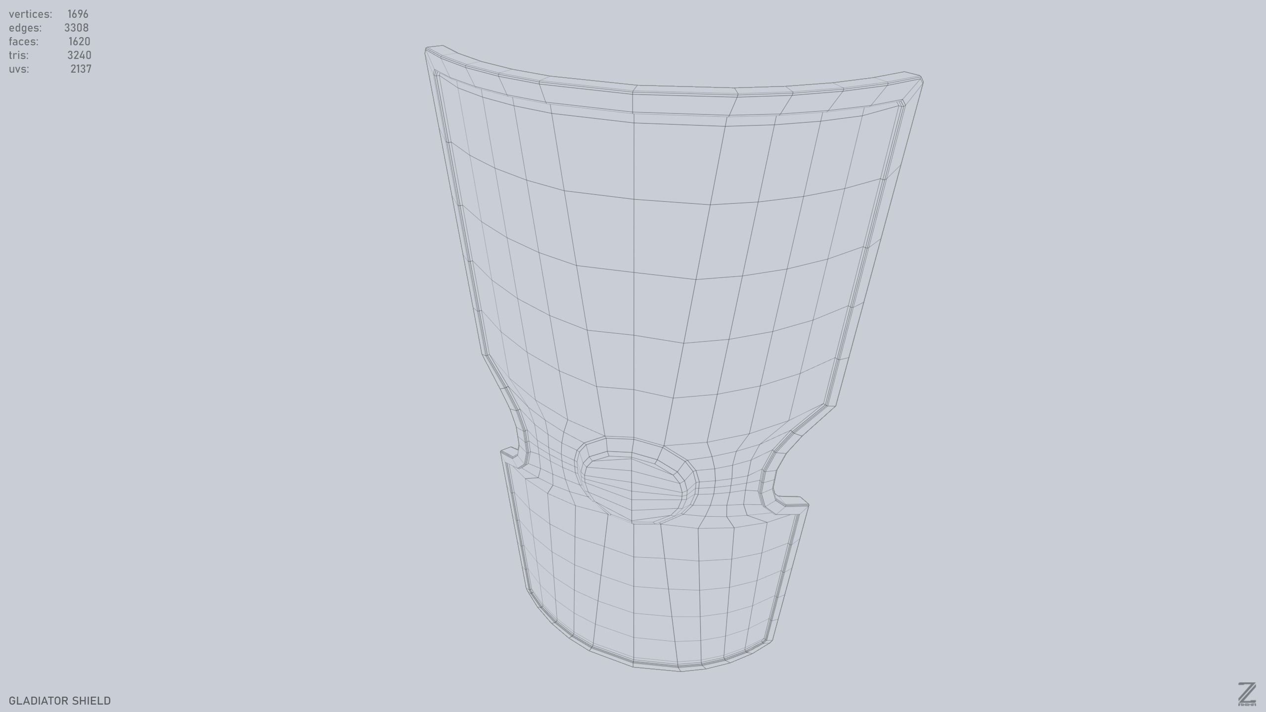 Gladiator shield Low-poly 3D model_14