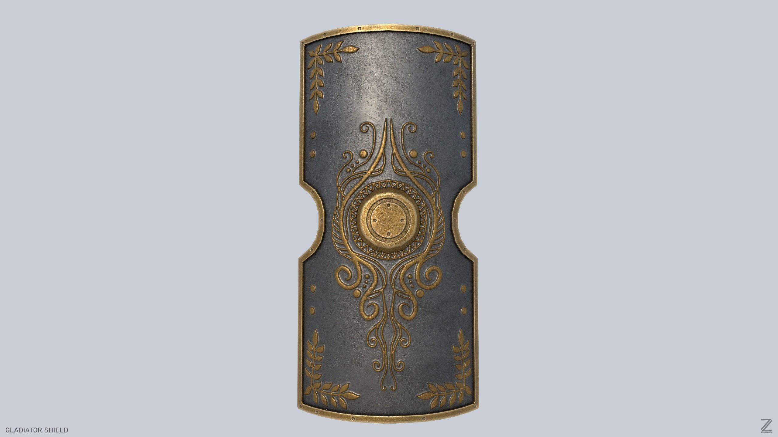 Gladiator shield Low-poly 3D model_1