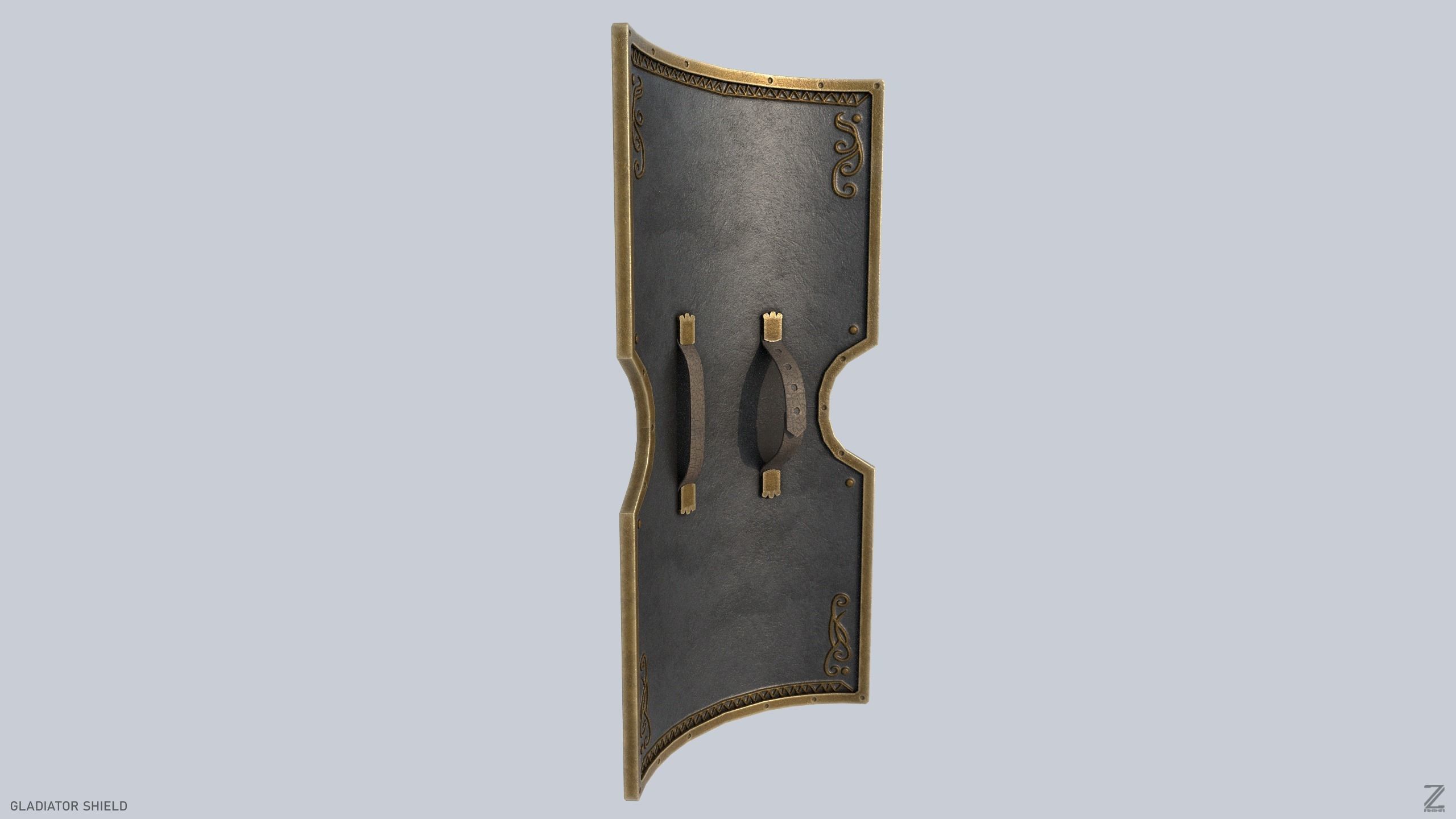 Gladiator shield Low-poly 3D model_5