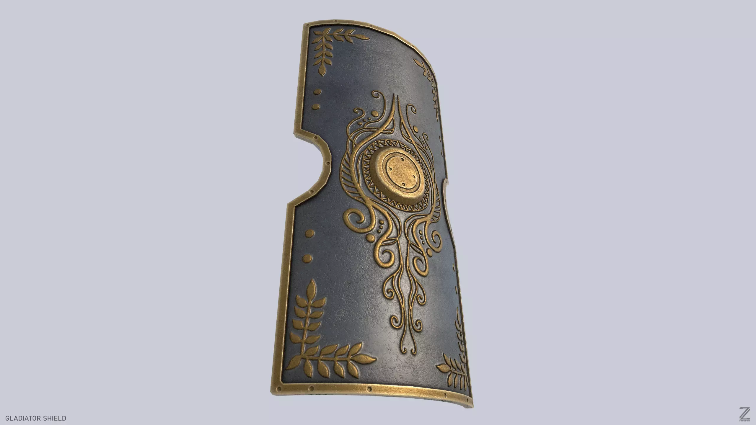 Gladiator shield Low-poly 3D model_0