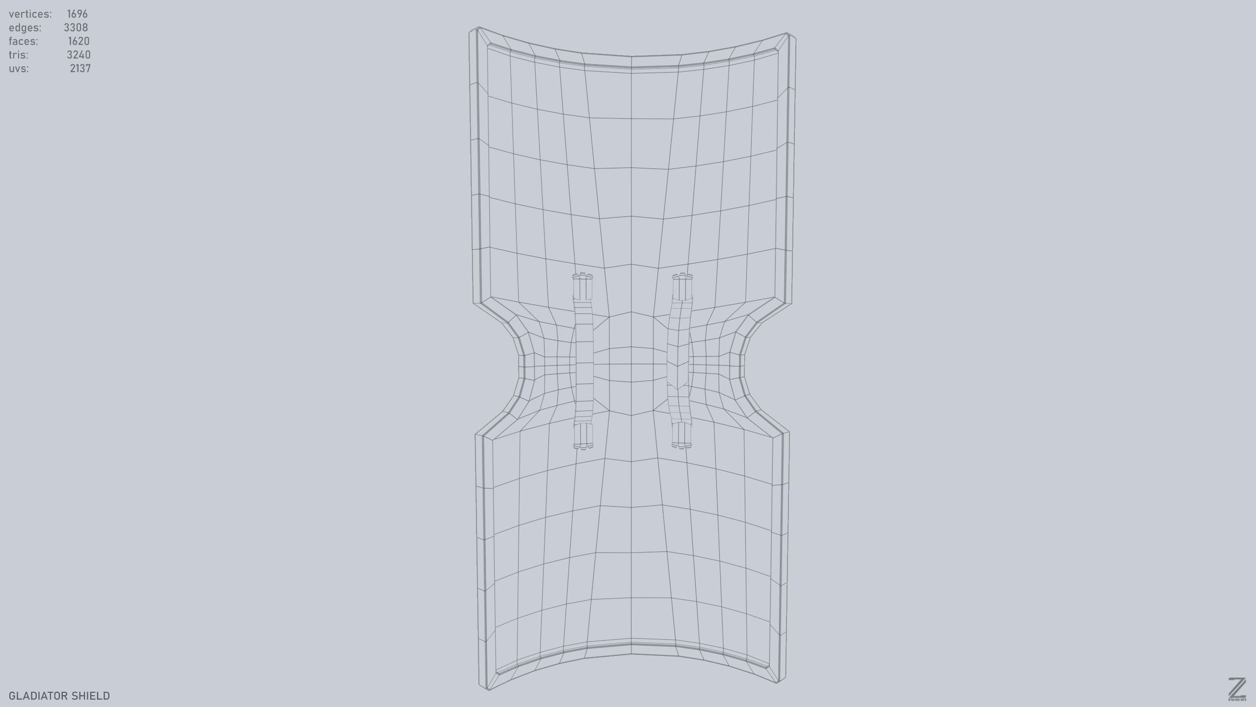 Gladiator shield Low-poly 3D model_11