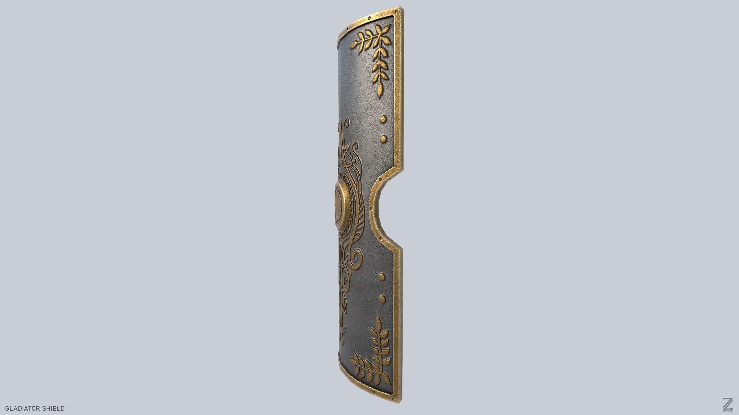 Gladiator shield Low-poly 3D model_4