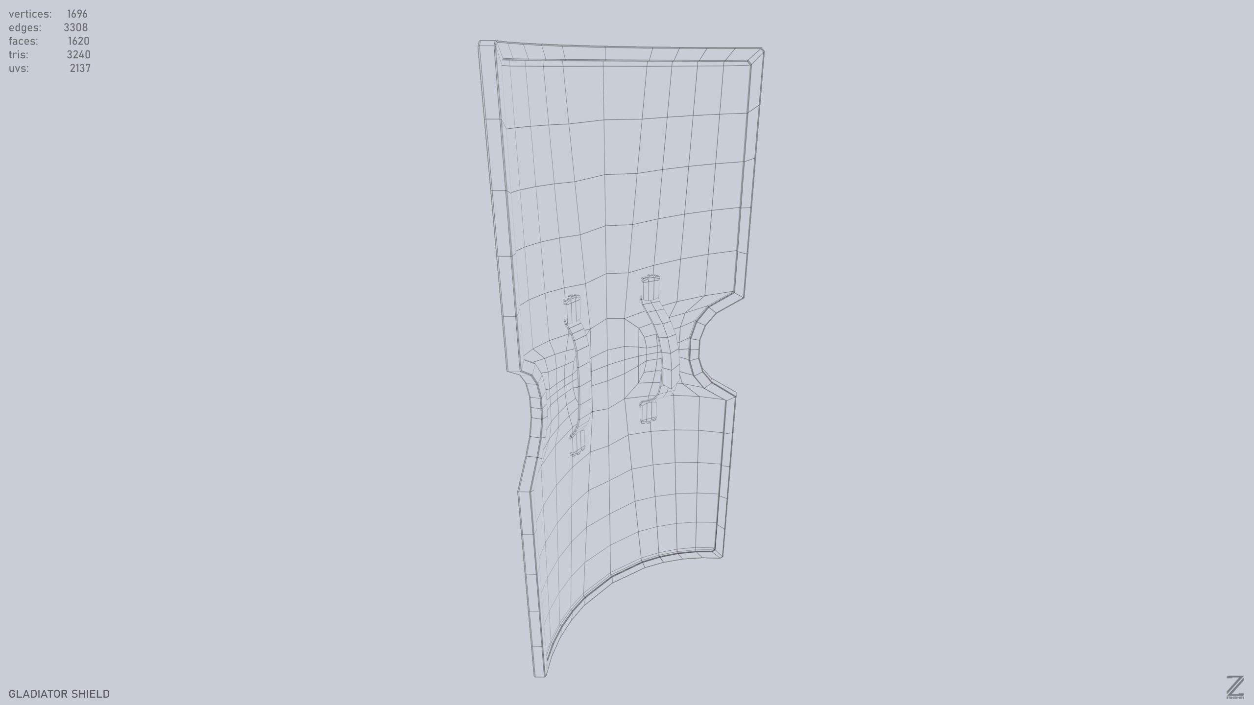Gladiator shield Low-poly 3D model_10