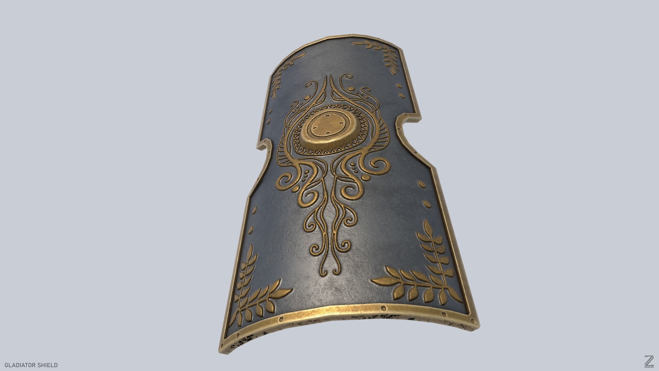 Gladiator shield Low-poly 3D model_7