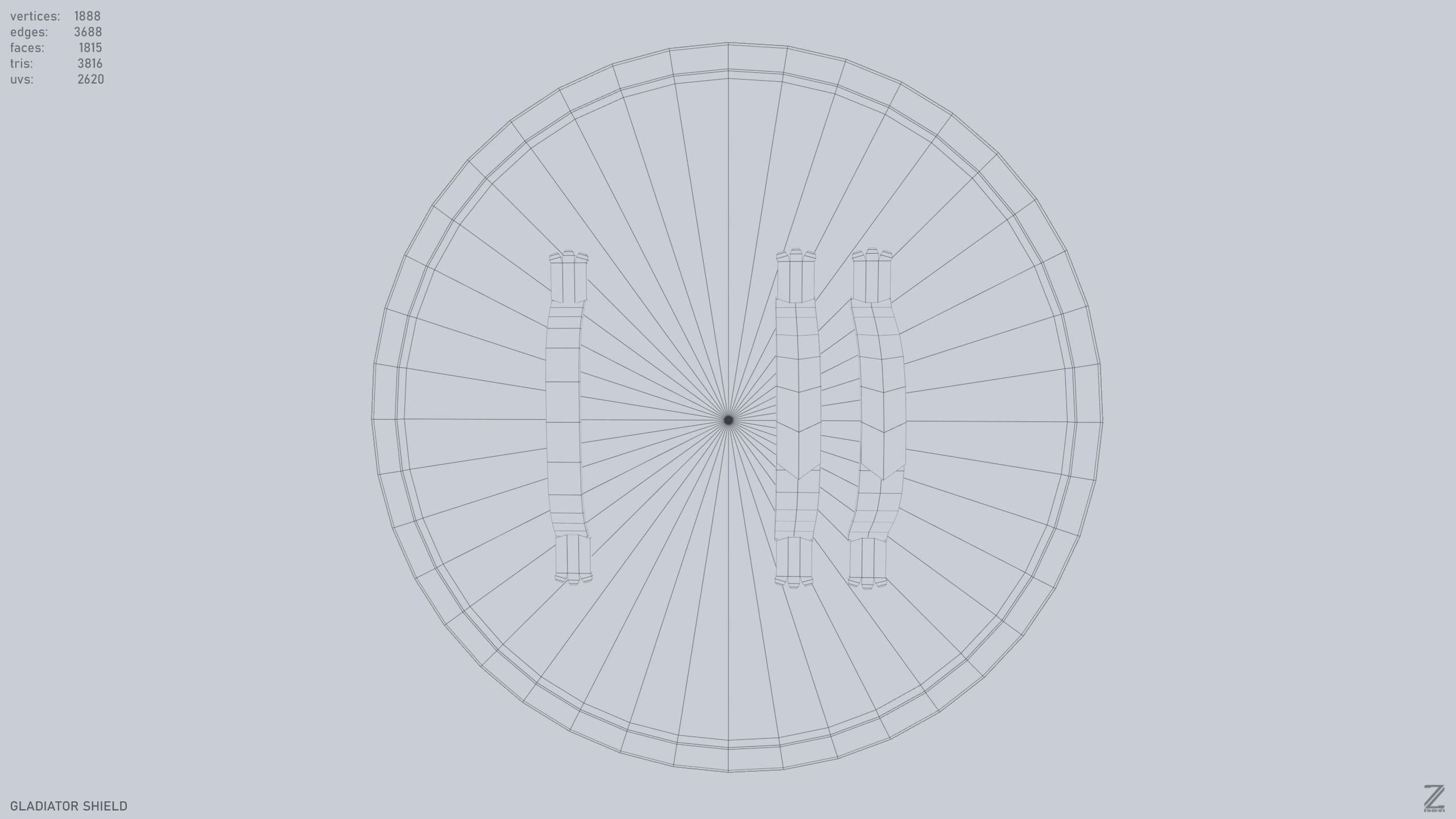 Gladiator shield Low-poly 3D model_14