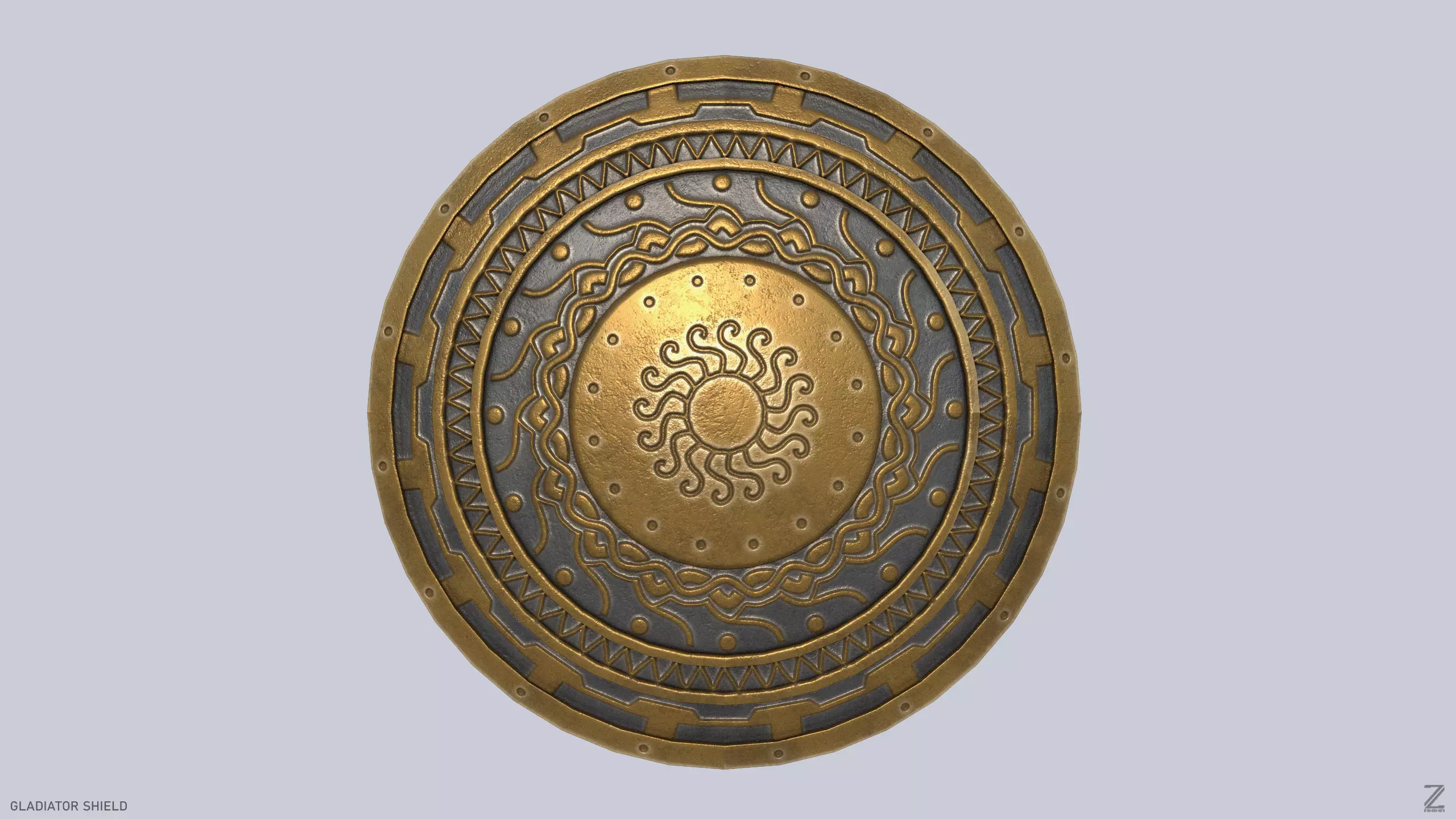 Gladiator shield Low-poly 3D model_0