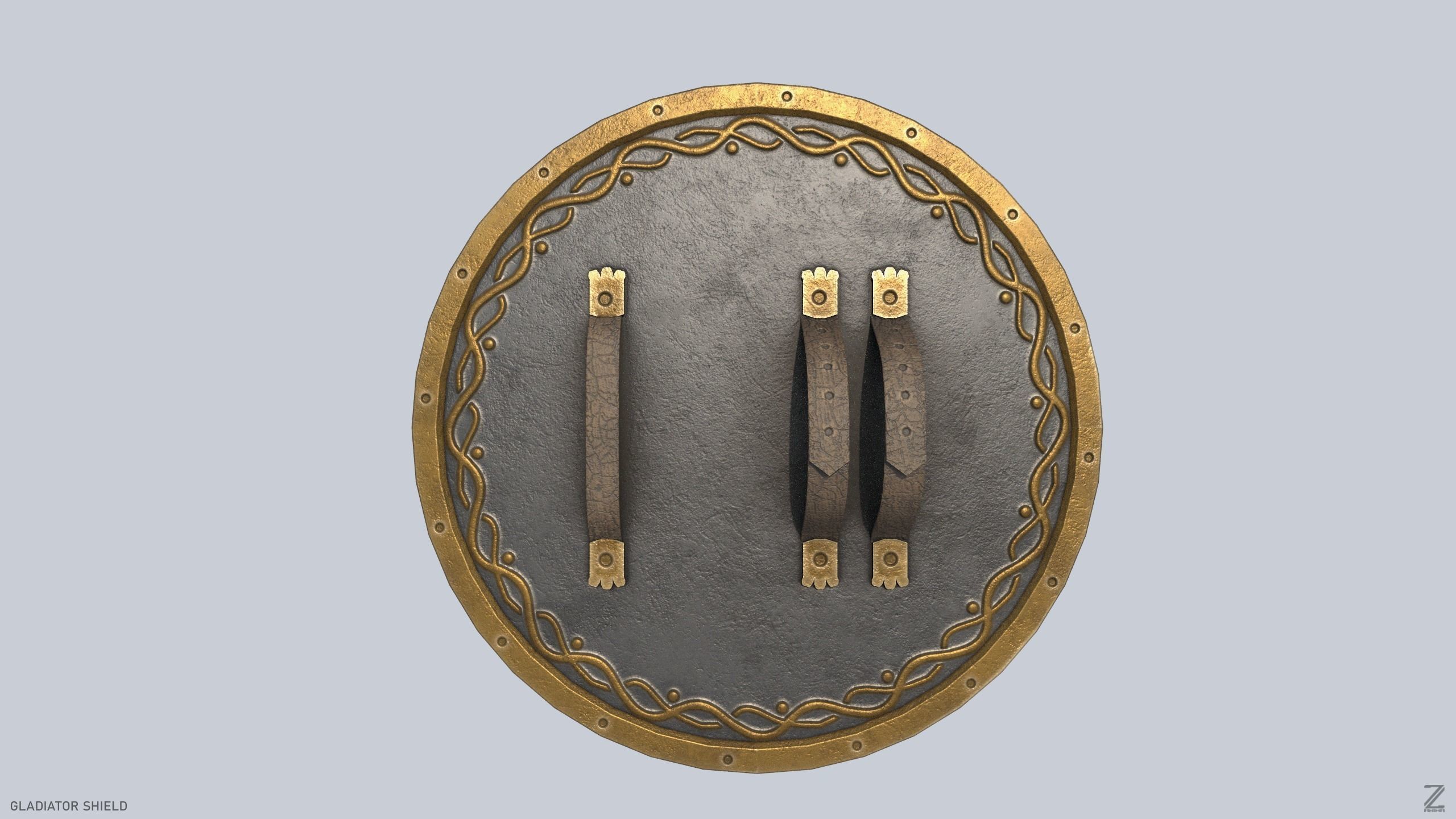 Gladiator shield Low-poly 3D model_7
