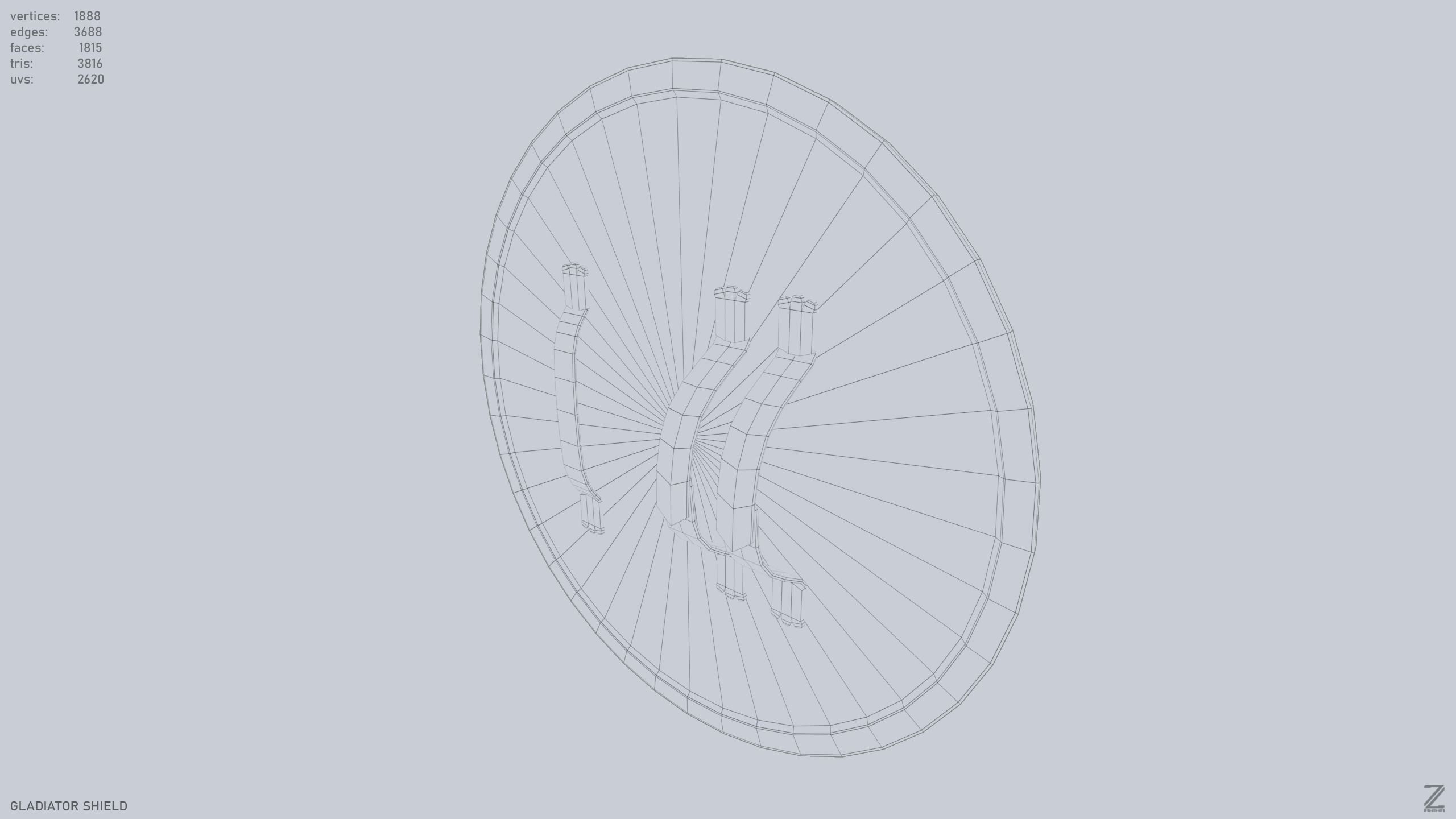 Gladiator shield Low-poly 3D model_8