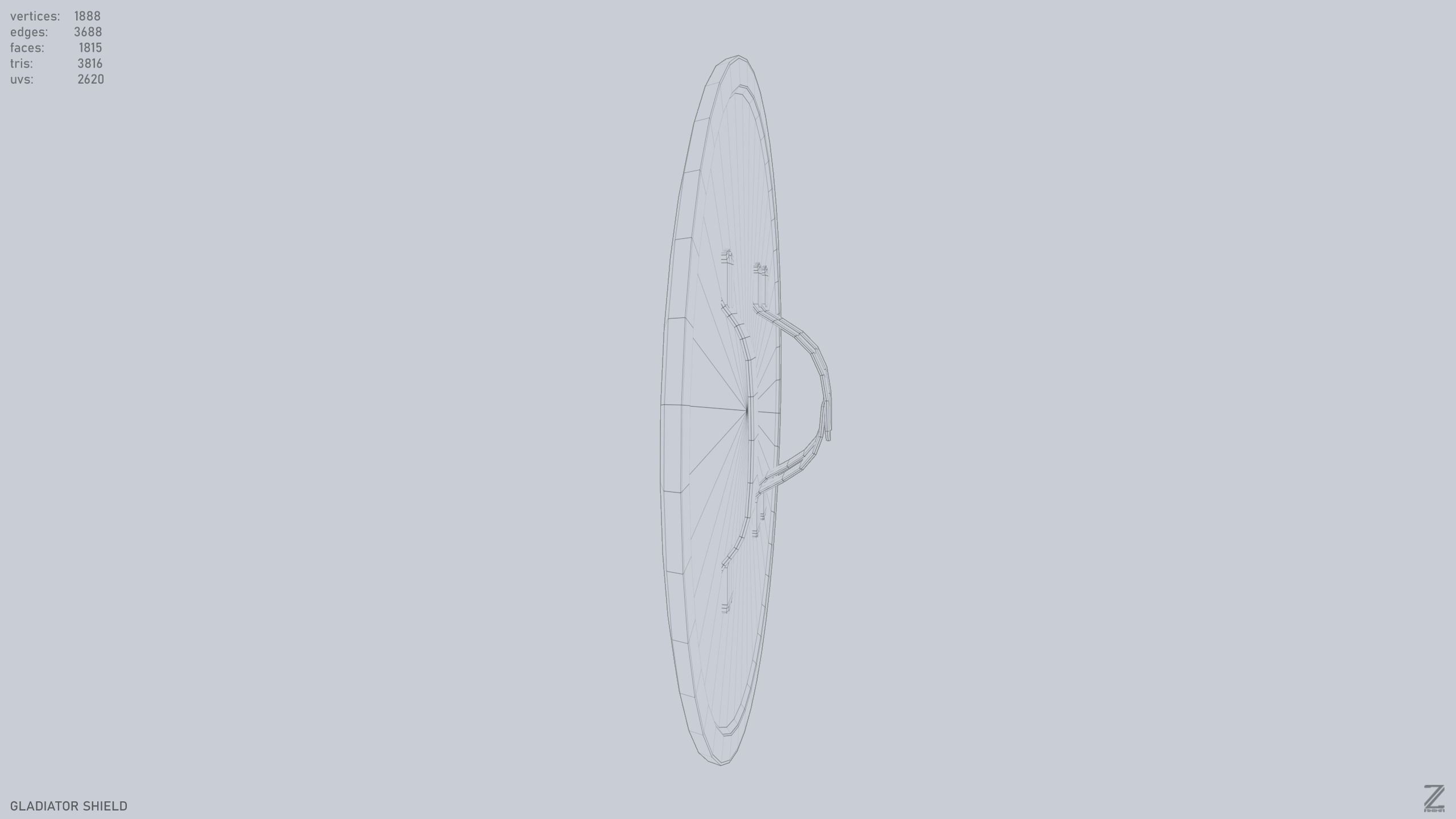 Gladiator shield Low-poly 3D model_9