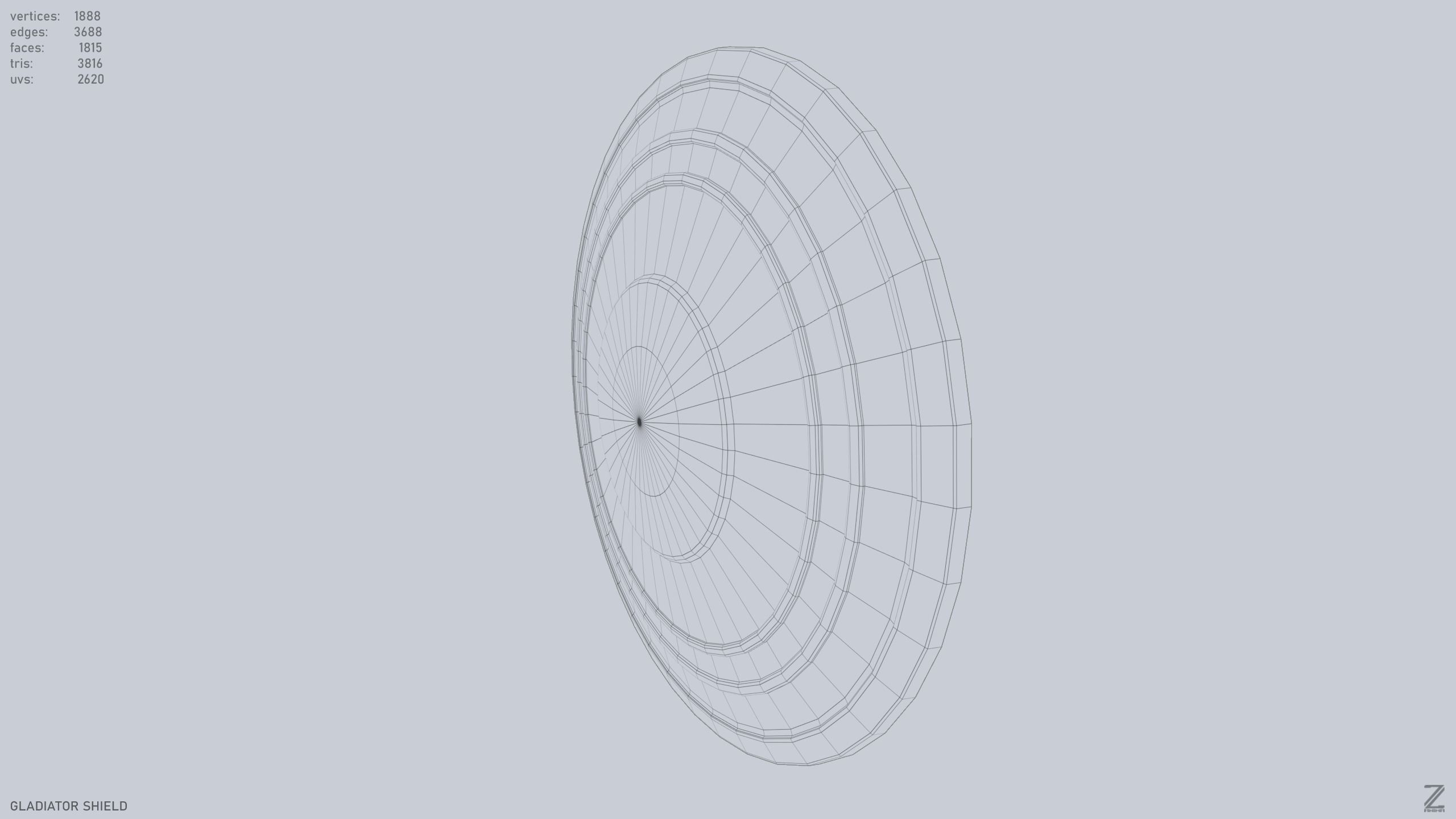 Gladiator shield Low-poly 3D model_10