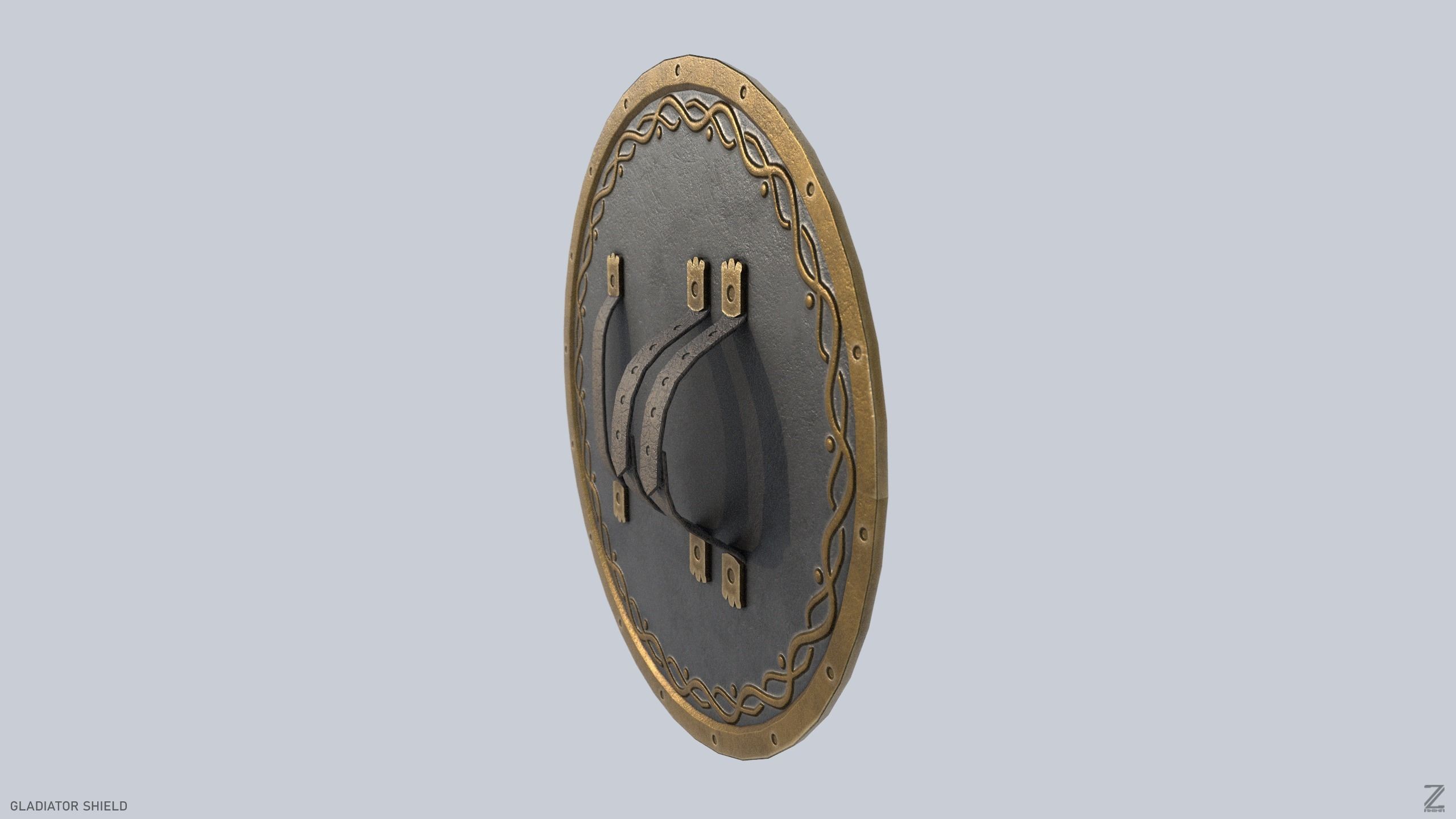 Gladiator shield Low-poly 3D model_6
