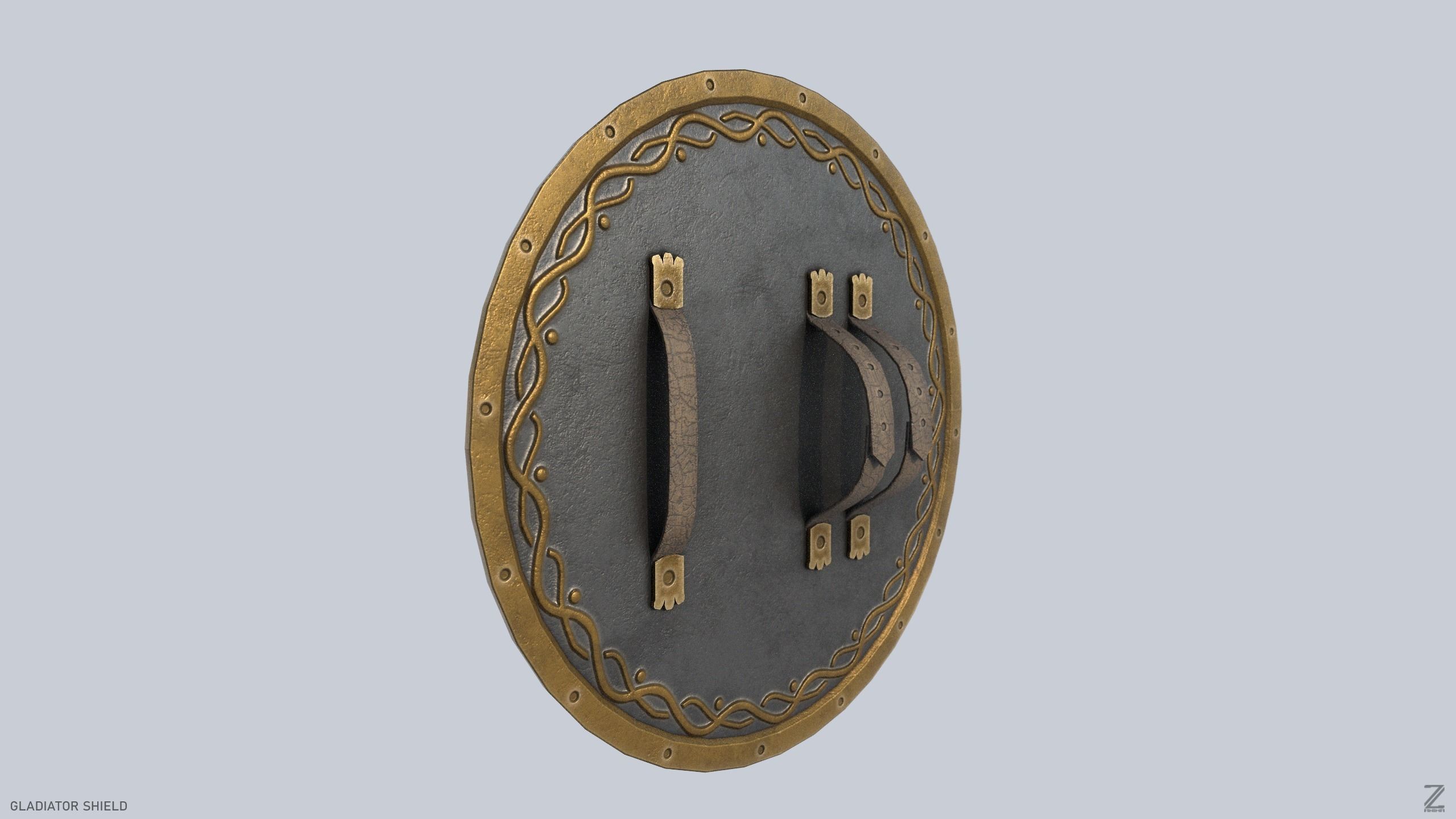 Gladiator shield Low-poly 3D model_5