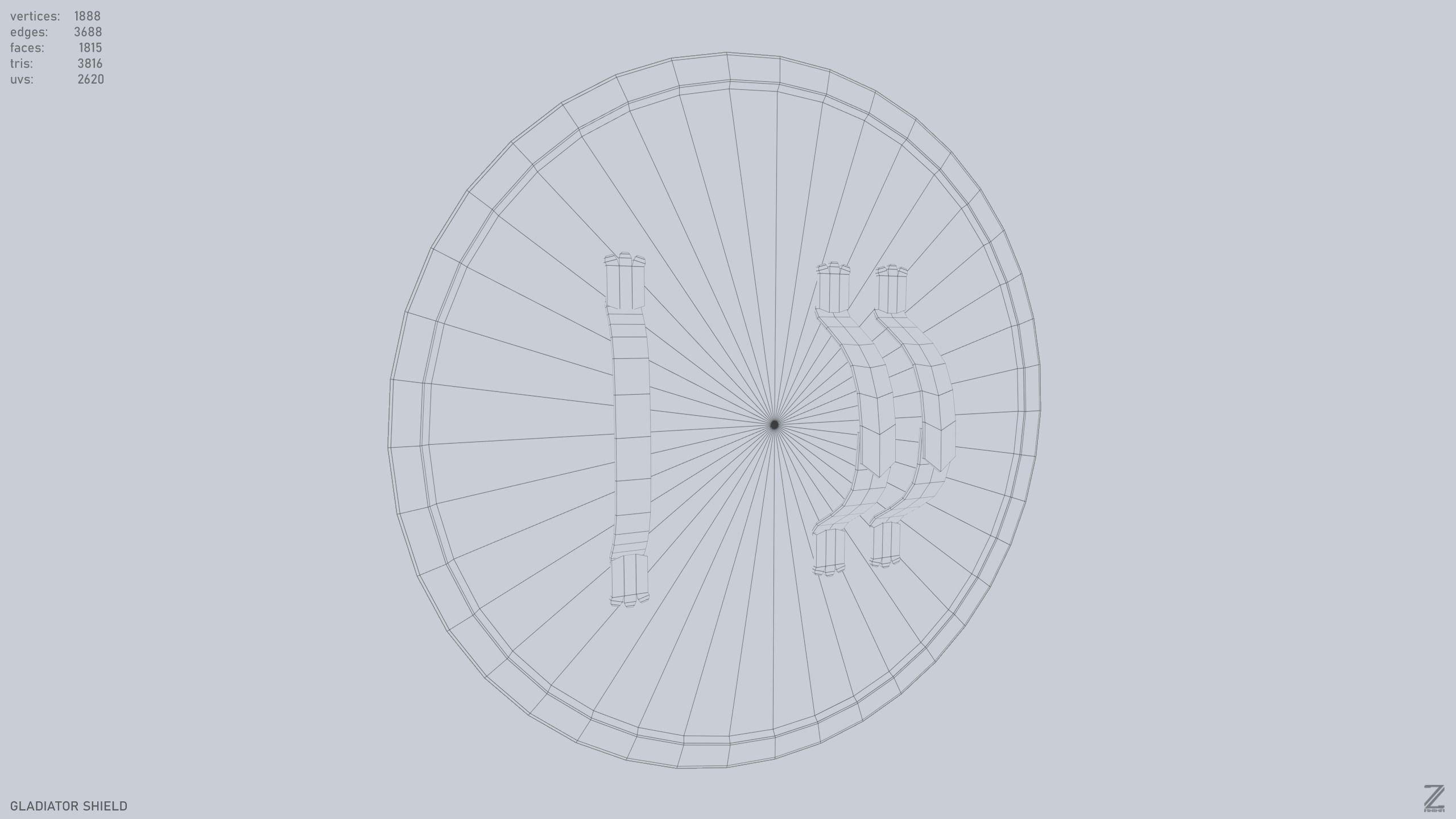 Gladiator shield Low-poly 3D model_11