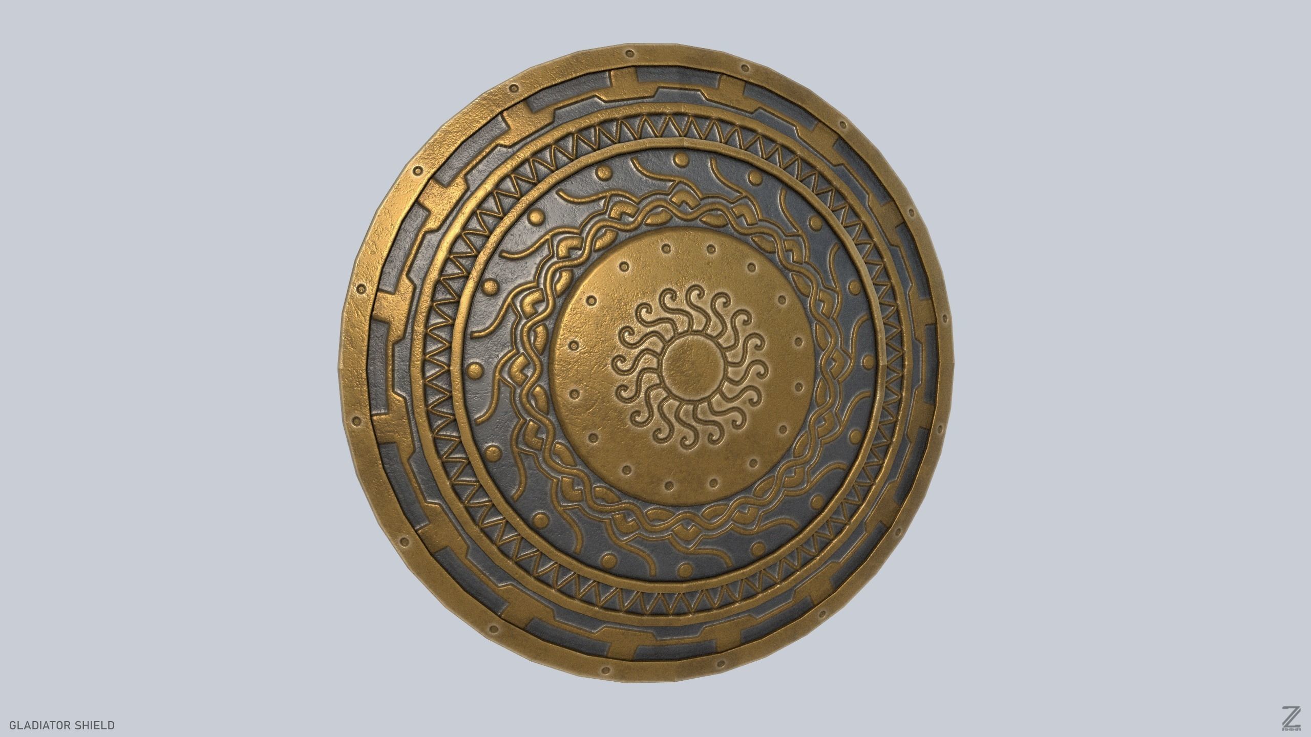 Gladiator shield Low-poly 3D model_3