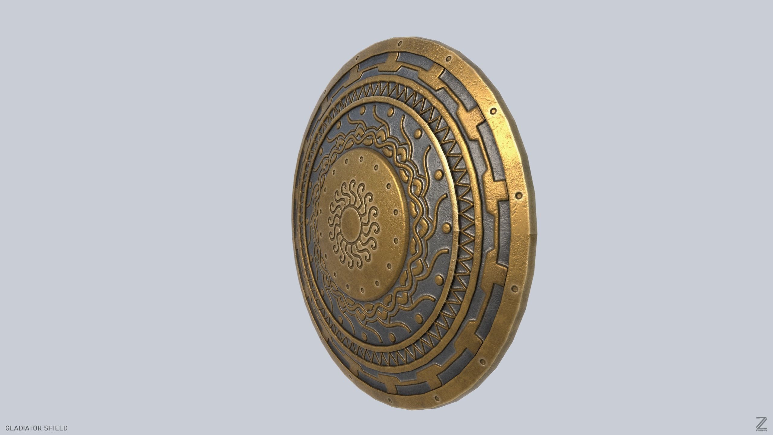 Gladiator shield Low-poly 3D model_1