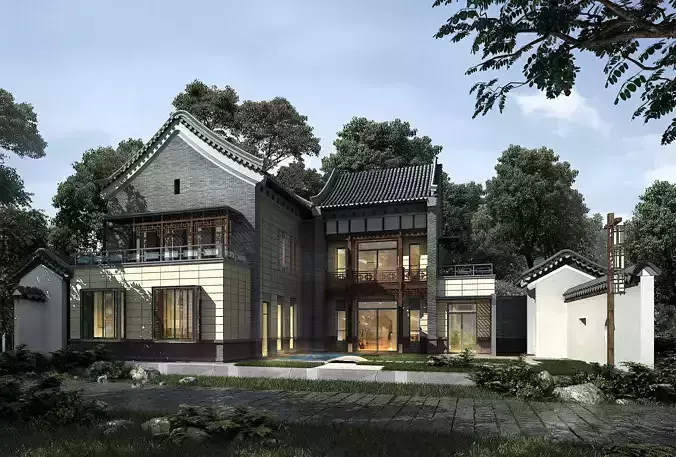 3D model of 2022 luxury fashion villa exterior 18