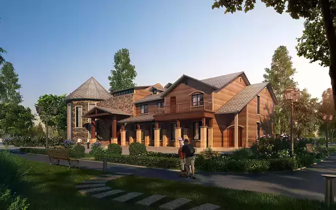 3D model of 2022 luxury fashion villa exterior 21