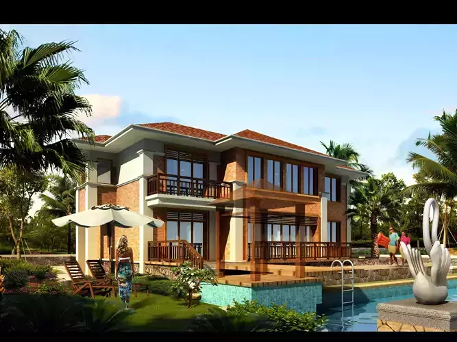 3D model of 2022 luxury fashion villa exterior 22