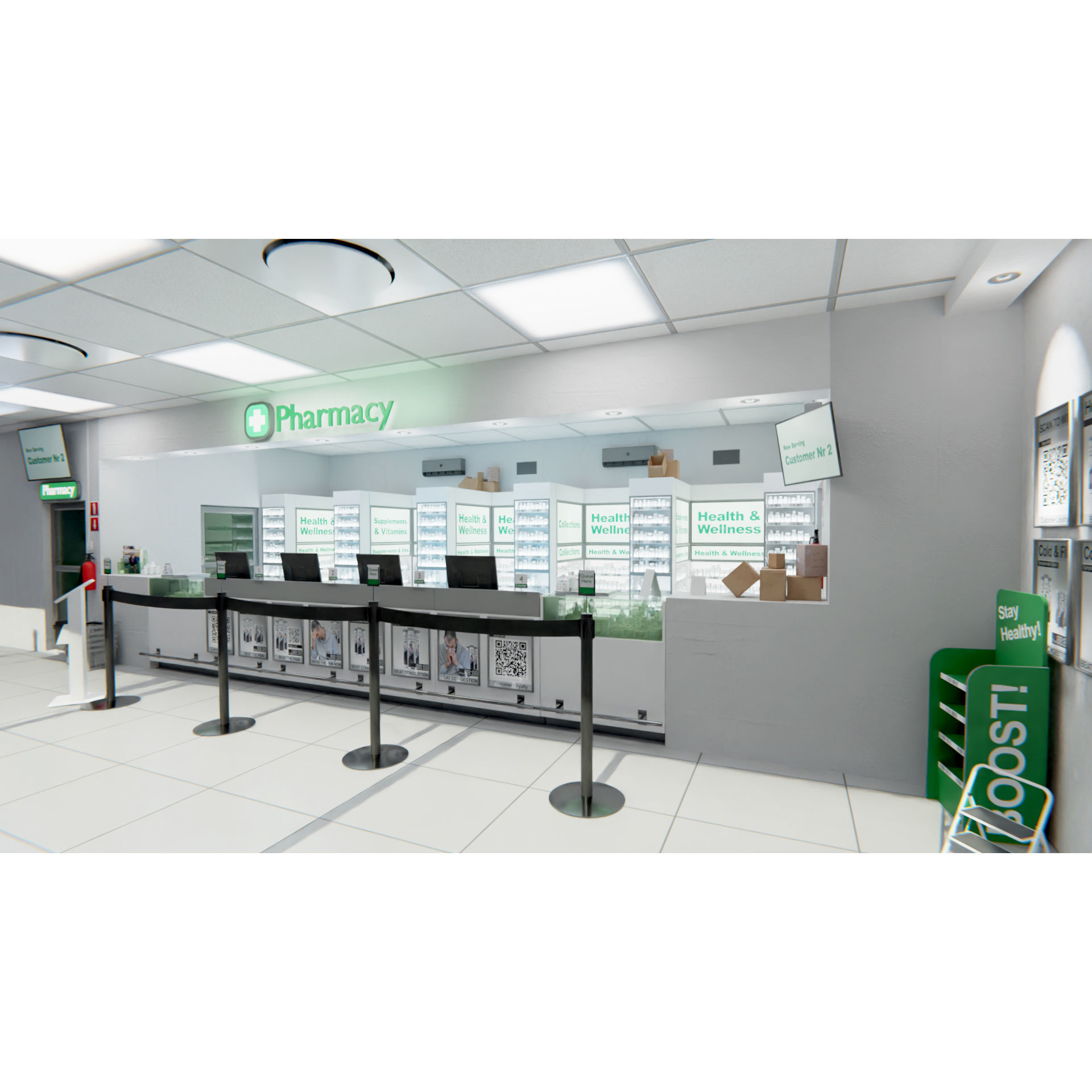 Pharmacy Or Drug Store 3D Assets Interior Storefront 3D model_1