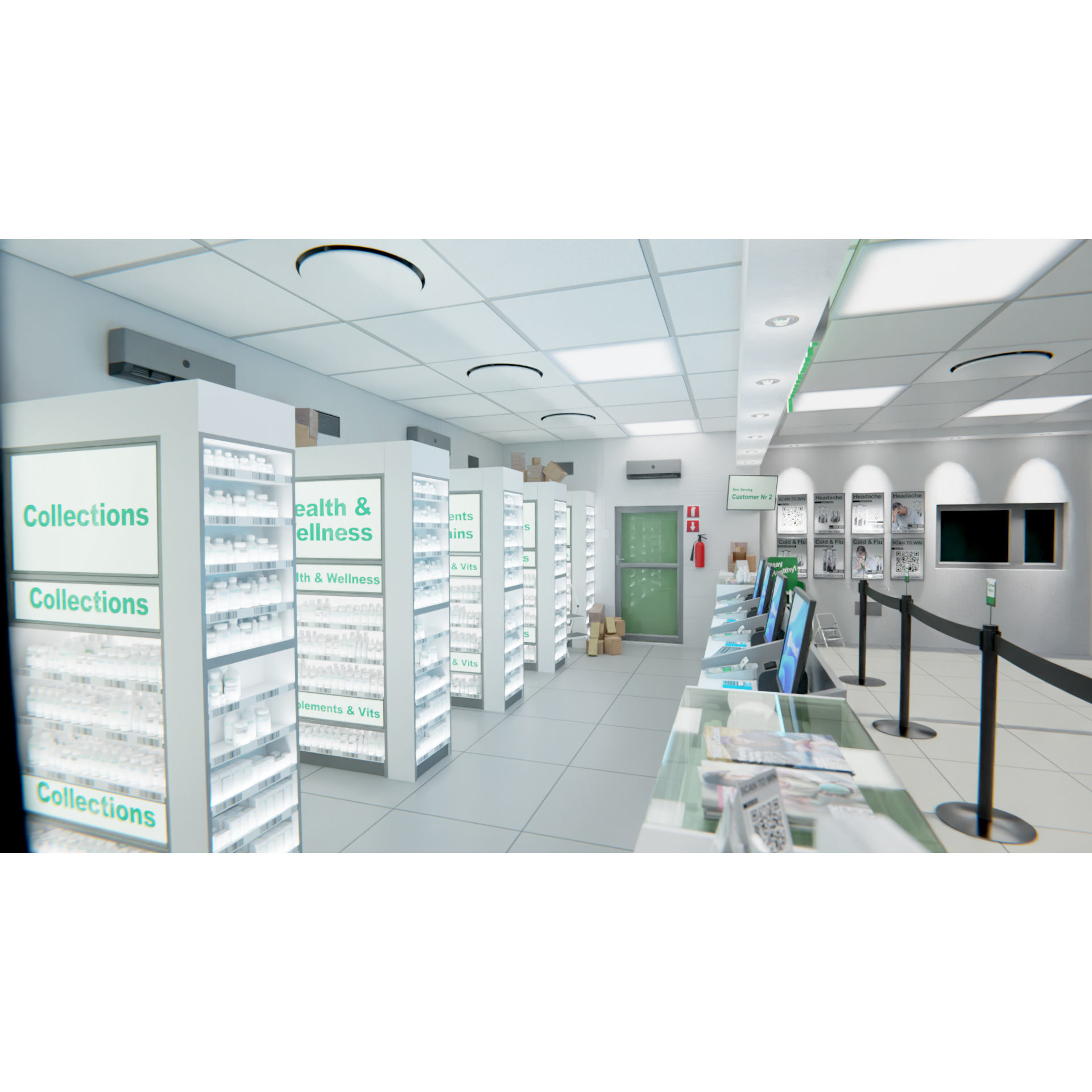 Pharmacy Or Drug Store 3D Assets Interior Storefront 3D model_2