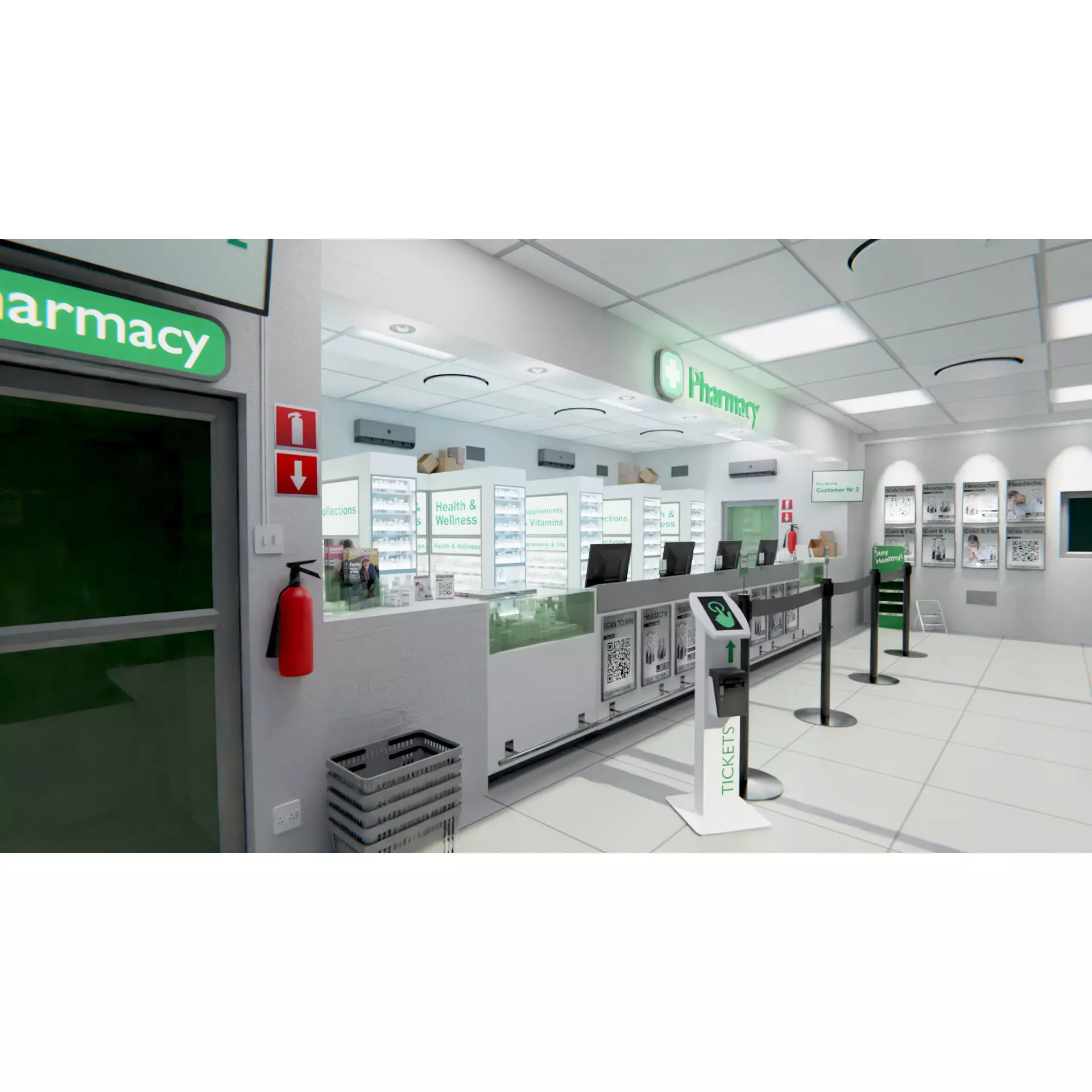 Pharmacy Or Drug Store 3D Assets Interior Storefront 3D model_0