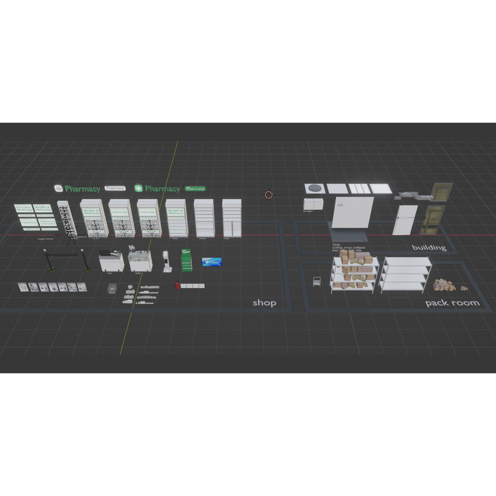 Pharmacy Or Drug Store 3D Assets Interior Storefront 3D model_5