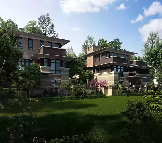 3D model of 2022 luxury fashion villa exterior 24