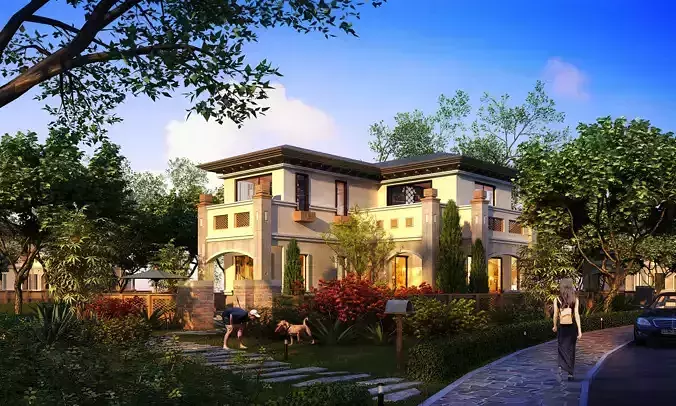 3D model of 2022 luxury fashion villa exterior 25